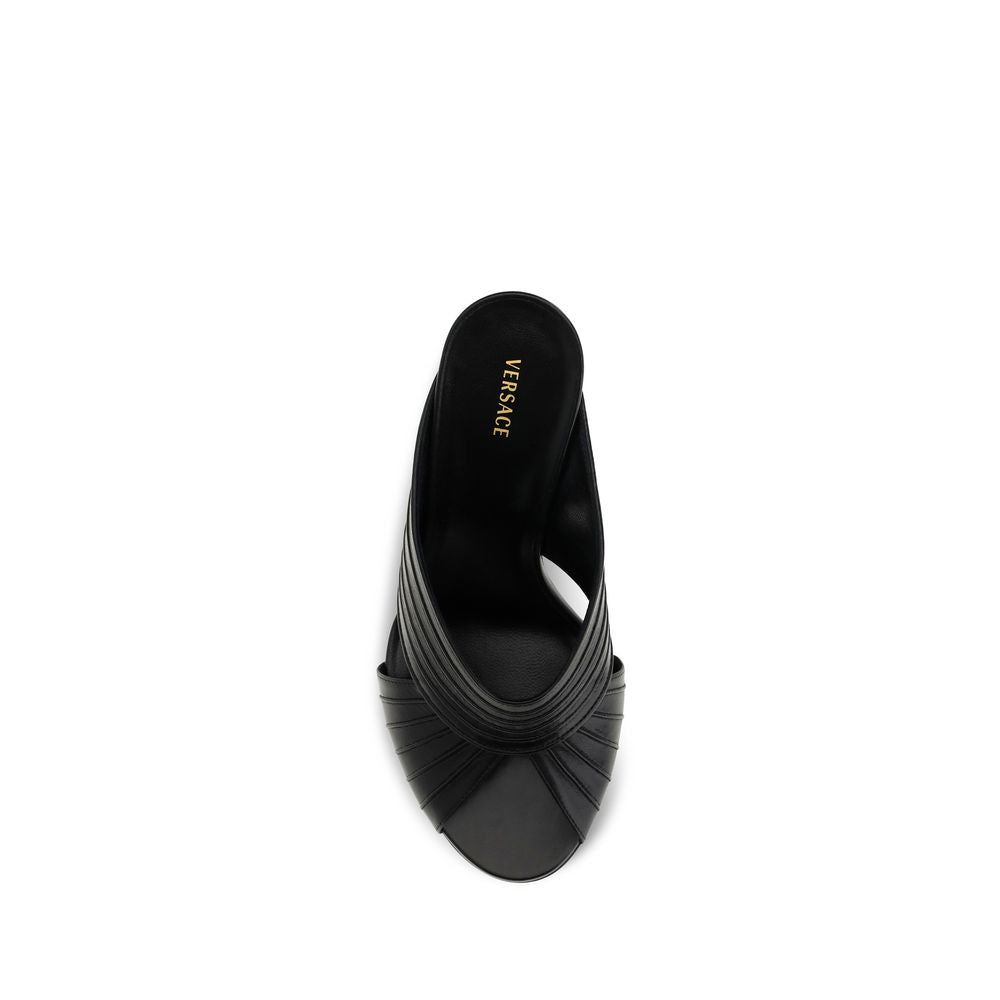 Versace Black Lamb Ovis Aries Aries Mules Versace