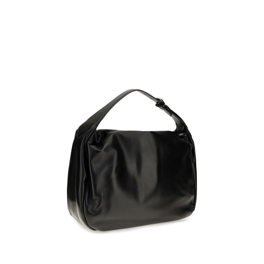 Brunello Cucinelli Black Calf Leather Bos Taurus Shoulder Bag Brunello Cucinelli