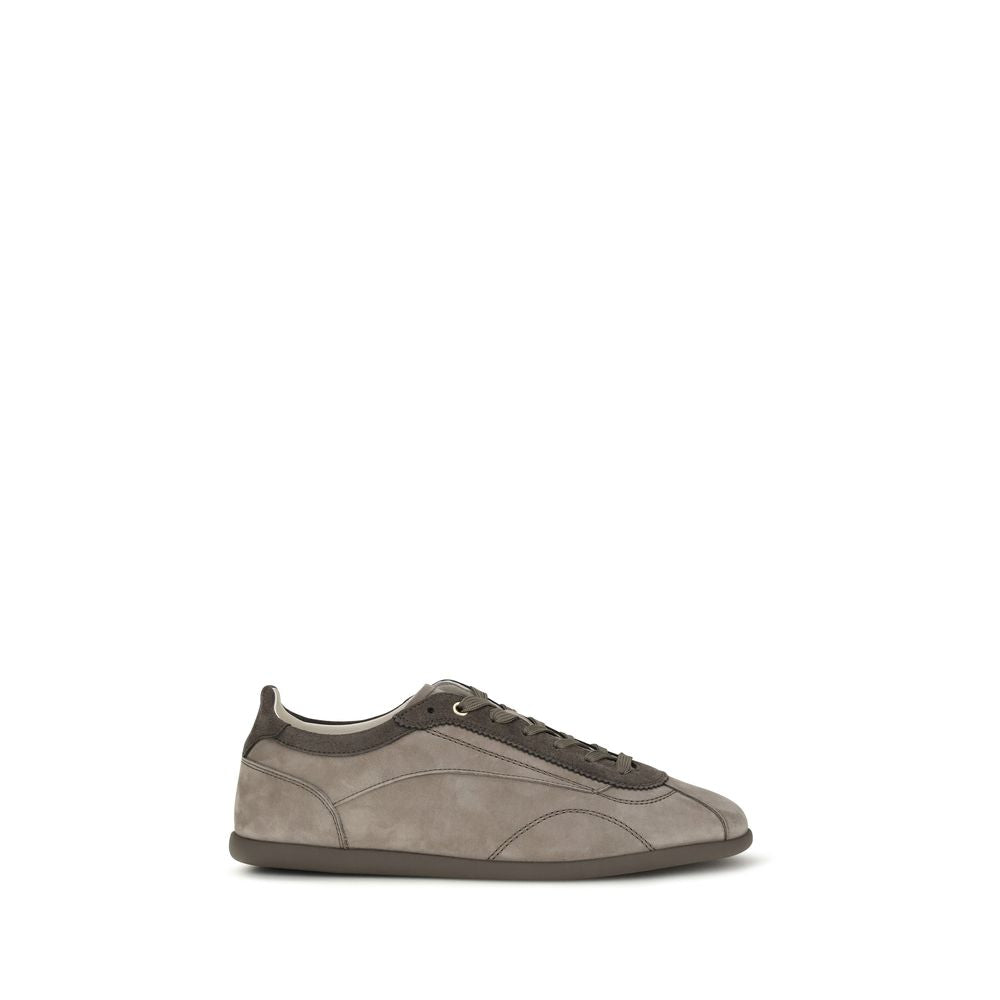 Brunello Cucinelli Gray Calf Leather Bos Taurus Sneakers Brunello Cucinelli