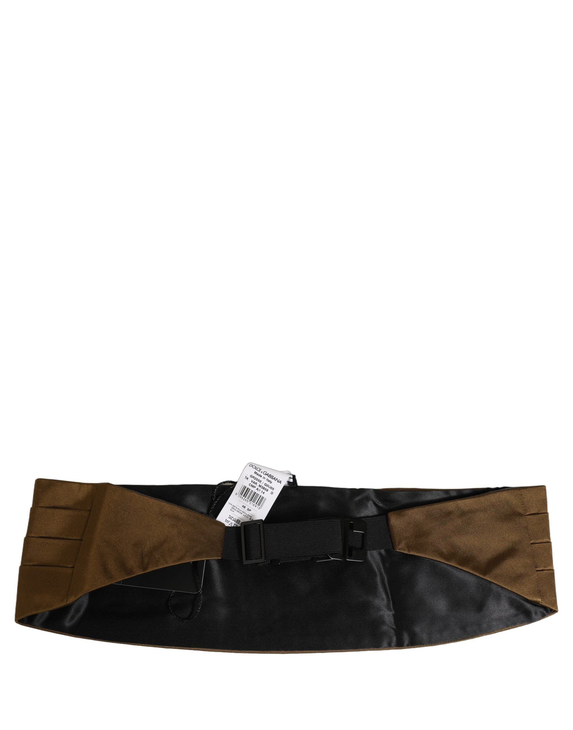 Dolce & Gabbana Brown Men 100% Silk Belt Waist Cummerbund Dolce & Gabbana