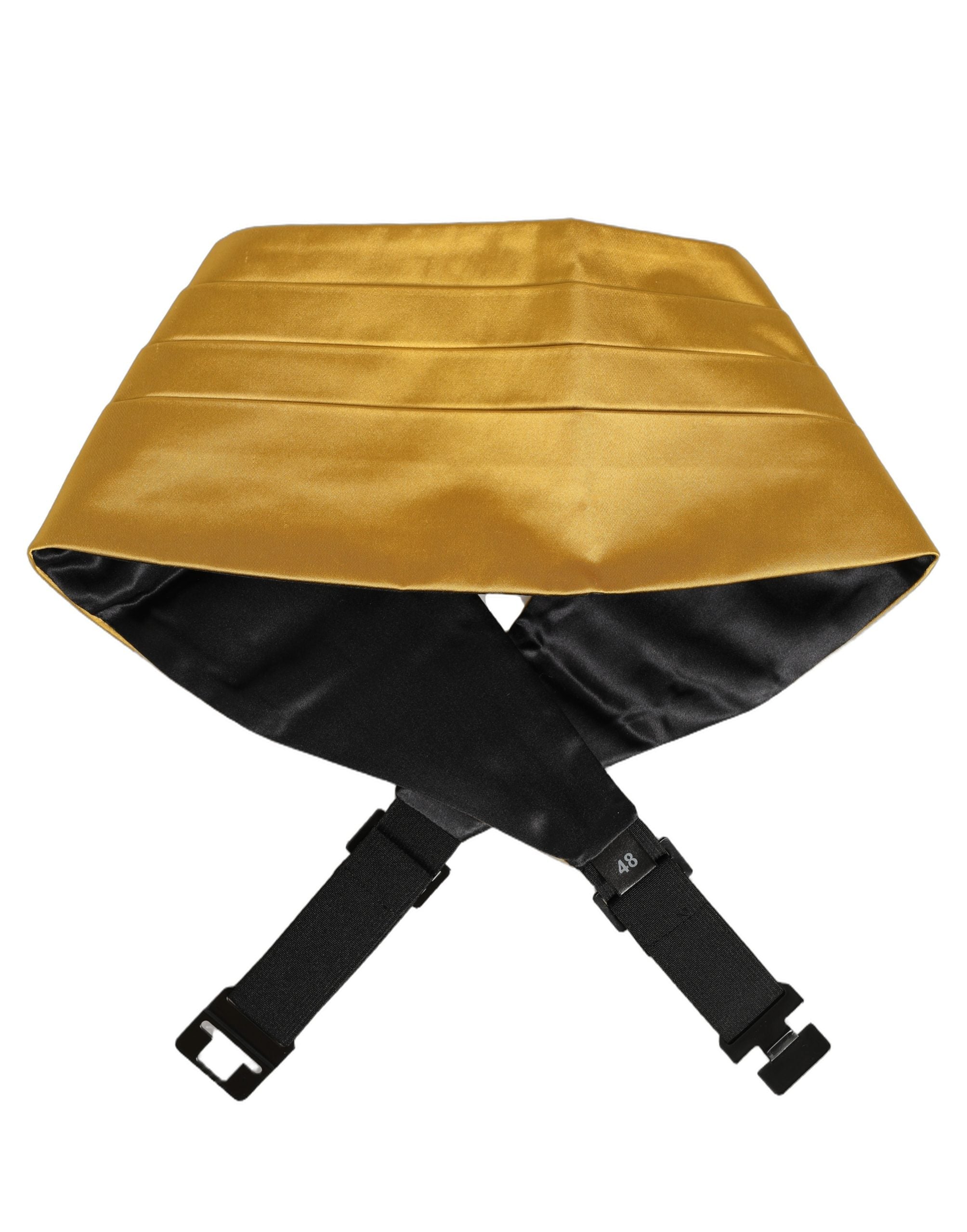Dolce & Gabbana Gold Men 100% Silk Belt Waist Cummerbund Dolce & Gabbana