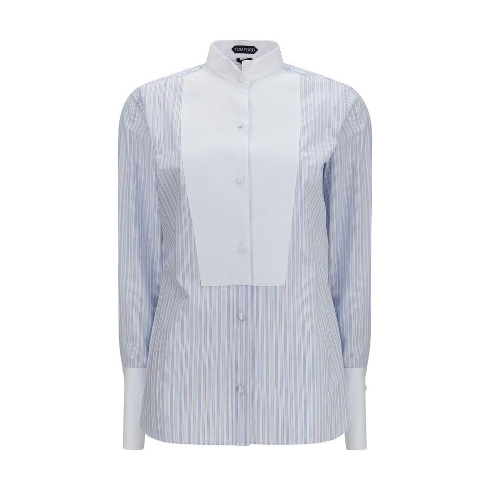 Tom Ford Blue Cotton Pattern Shirt Tom Ford