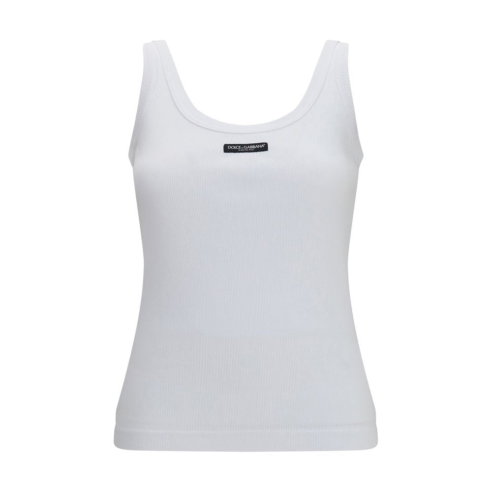 Dolce & Gabbana White Cotton Tank Tops Dolce & Gabbana