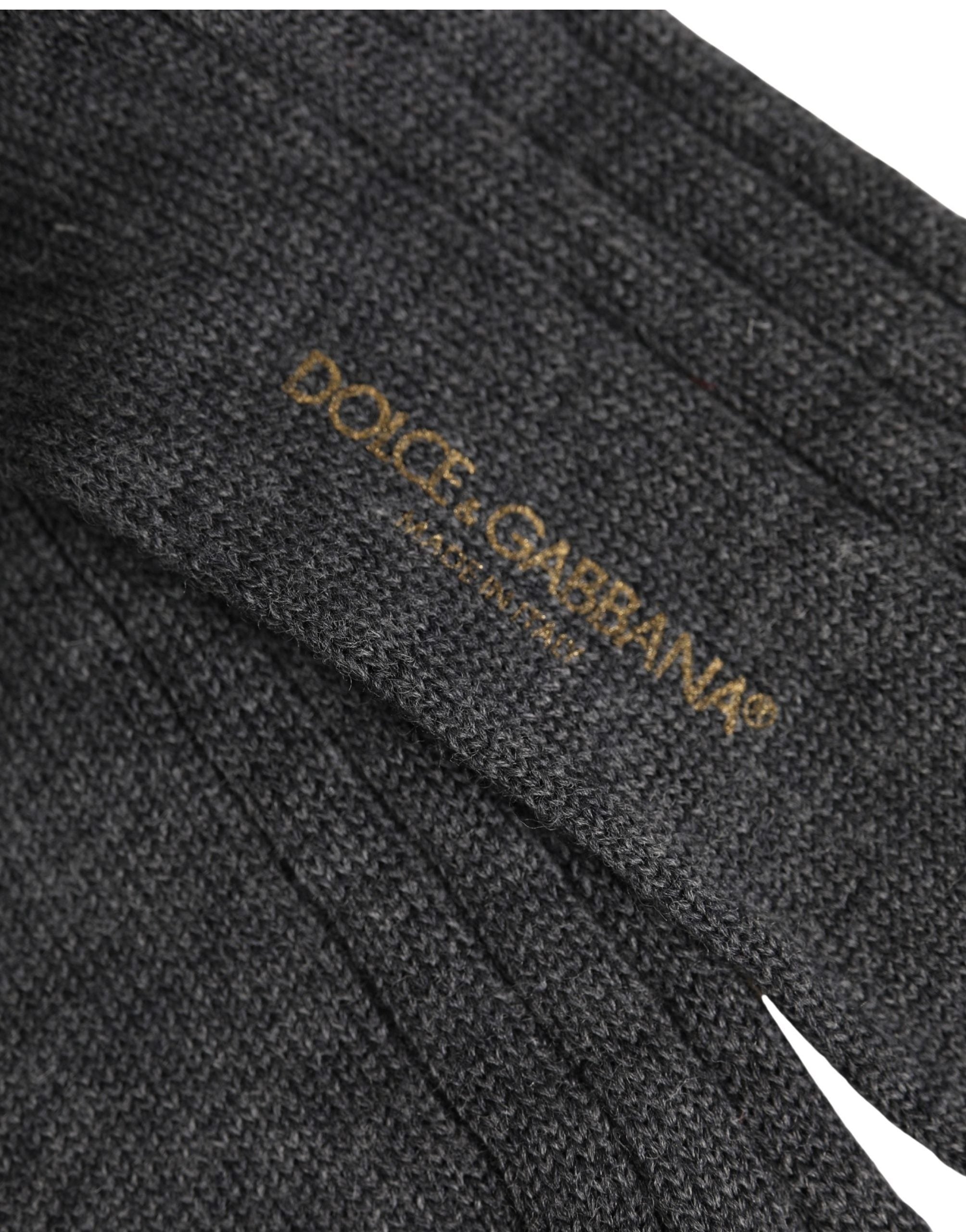 Dolce & Gabbana Gray Wool Blend Over The Calf Accessory Socks Dolce & Gabbana