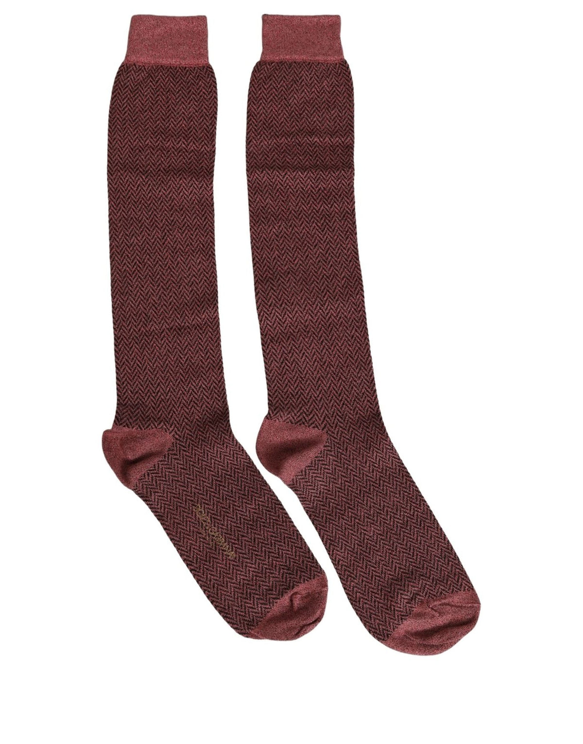 Dolce & Gabbana Burgundy Viscose Over The Calf Accessory Socks Dolce & Gabbana