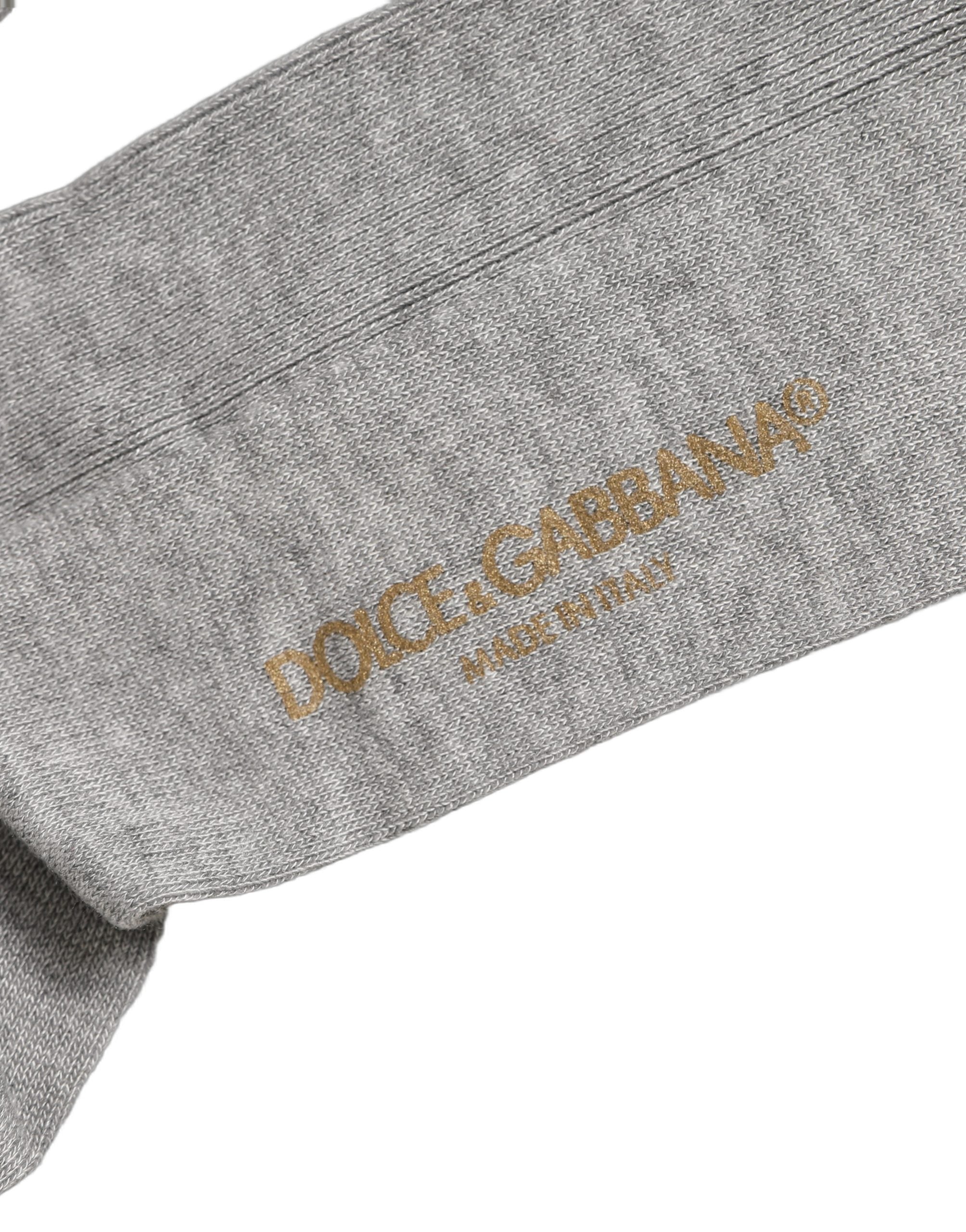 Dolce & Gabbana Men Gray Viscose Over The Calf Accessory Socks Dolce & Gabbana