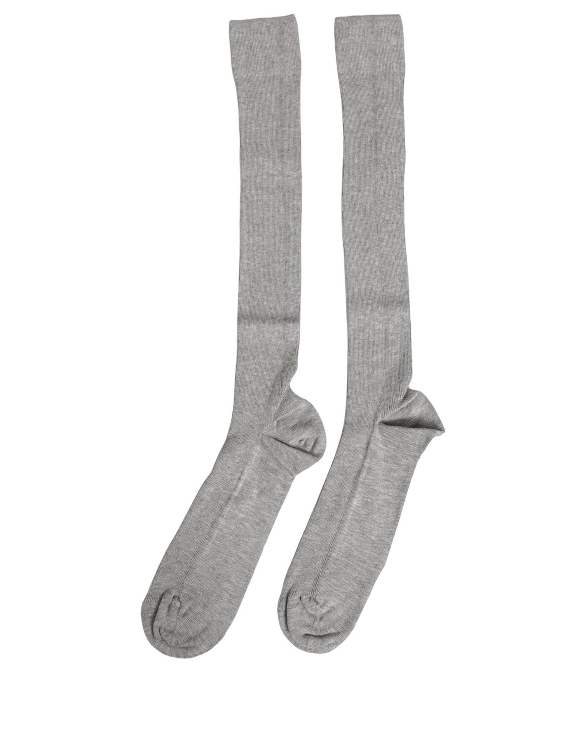 Dolce & Gabbana Men Gray Viscose Over The Calf Accessory Socks Dolce & Gabbana