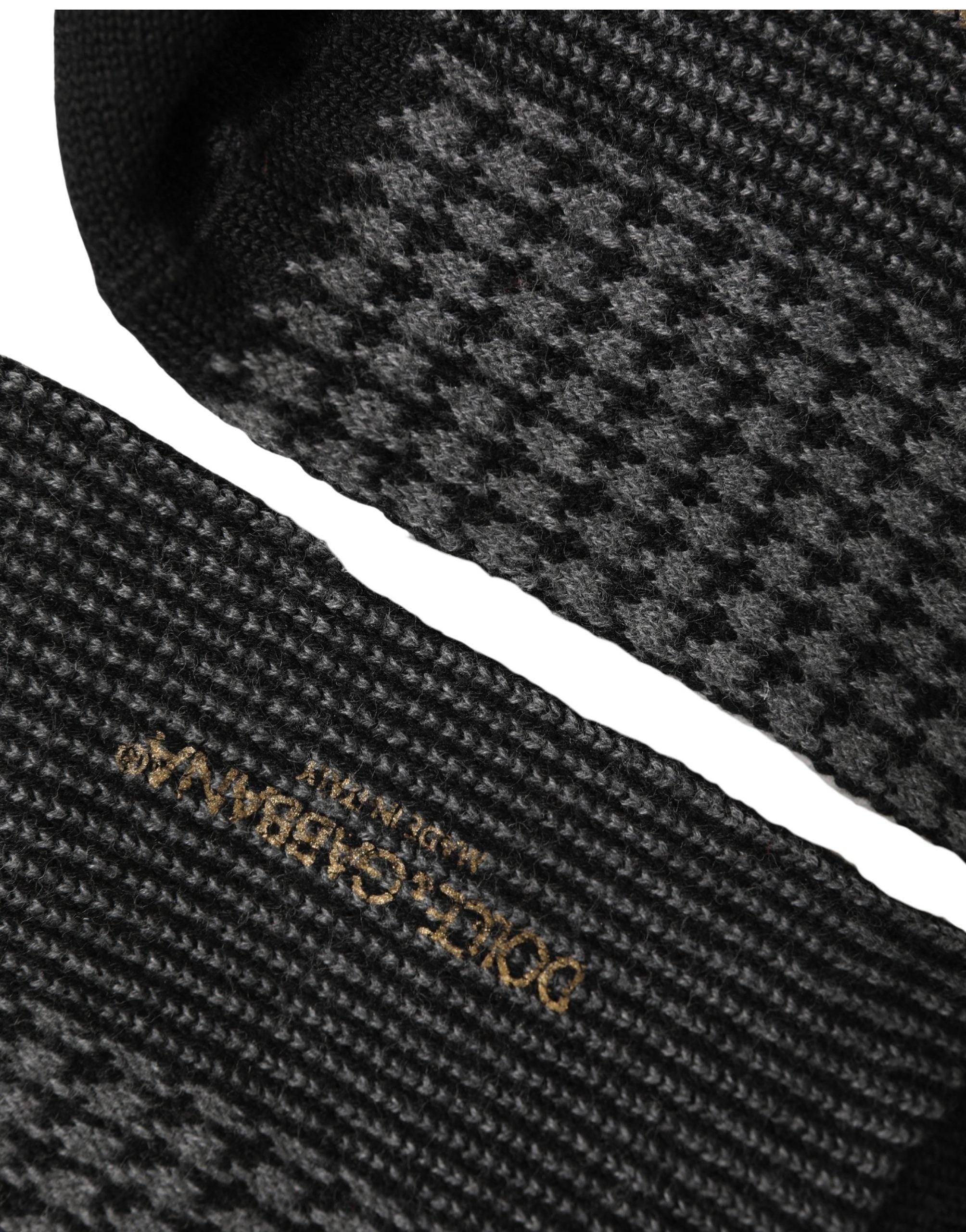 Dolce & Gabbana Black Wool Houndstooth Over Calf Accessory Socks Dolce & Gabbana
