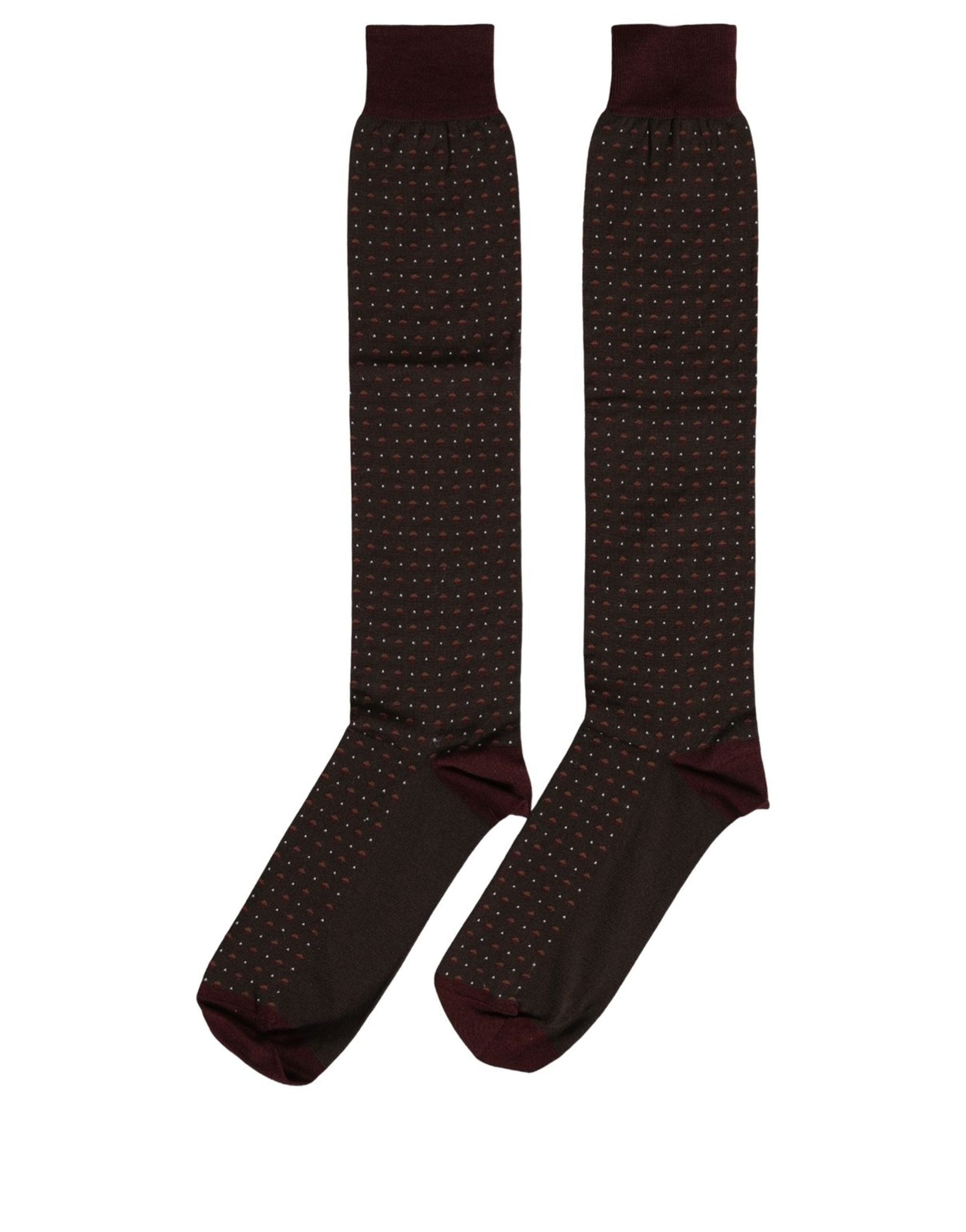 Dolce & Gabbana Burgundy Polka Dot Over The Calf Accessory Socks Dolce & Gabbana
