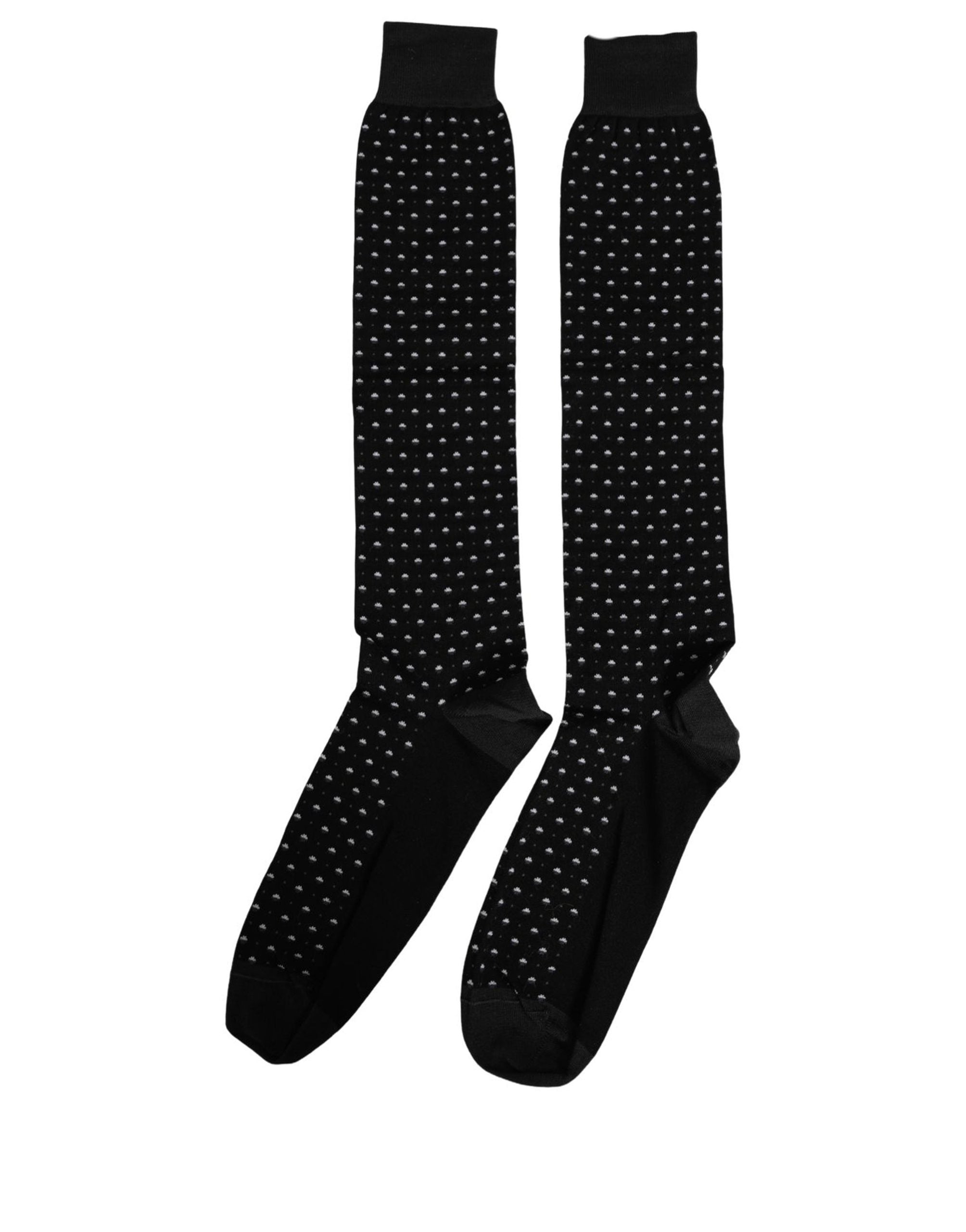 Dolce & Gabbana Black Polka Dot Over The Calf Accessory Socks Dolce & Gabbana