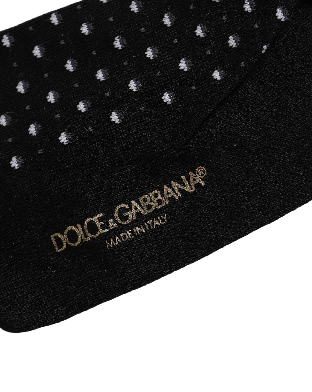 Dolce & Gabbana Black Polka Dot Over The Calf Accessory Socks Dolce & Gabbana