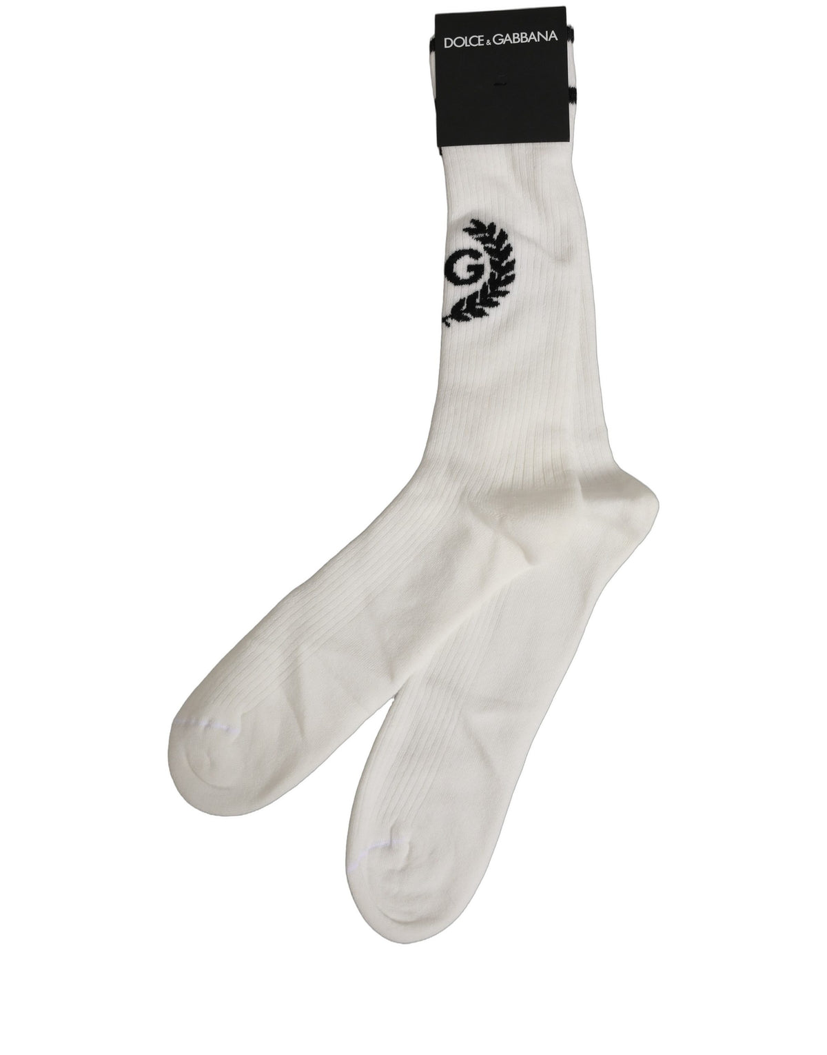 Dolce & Gabbana White Cotton DG Logo Mid Calf Accessory Socks Dolce & Gabbana