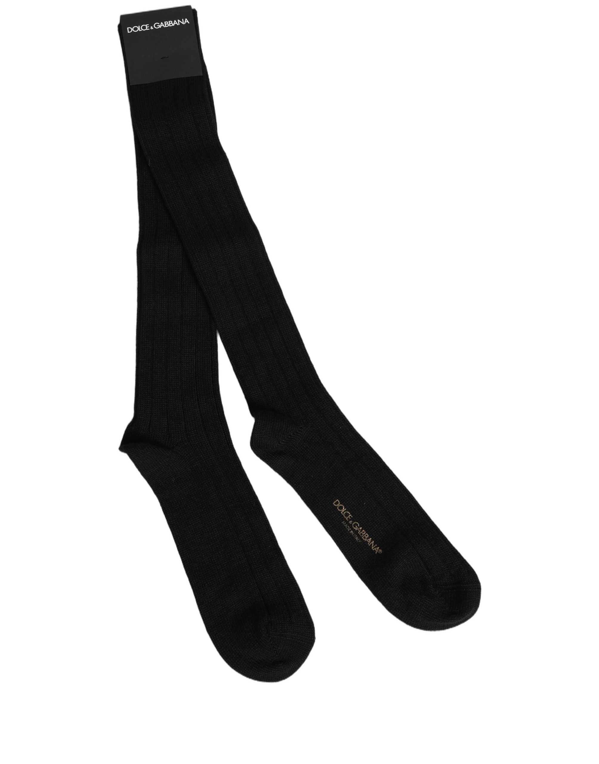 Dolce & Gabbana Black DG Logo Print Over The Calf Accessory Socks Dolce & Gabbana