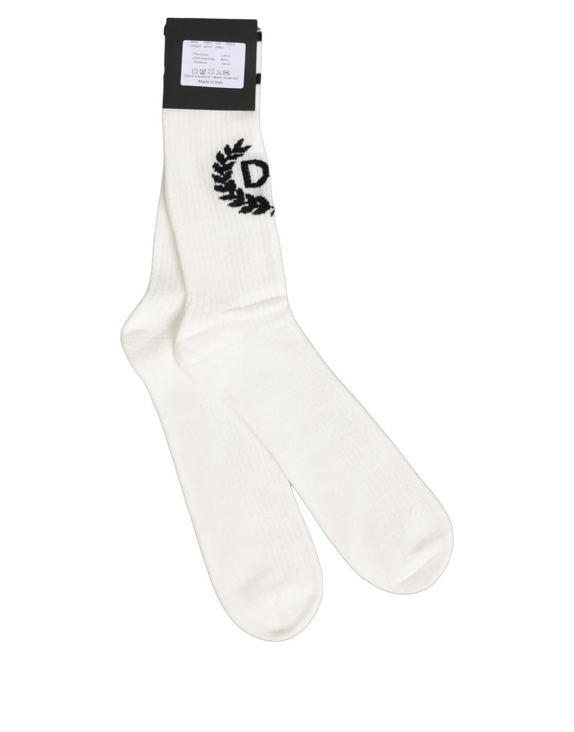 Dolce & Gabbana White Cotton DG Logo Mid Calf Accessory Socks Dolce & Gabbana