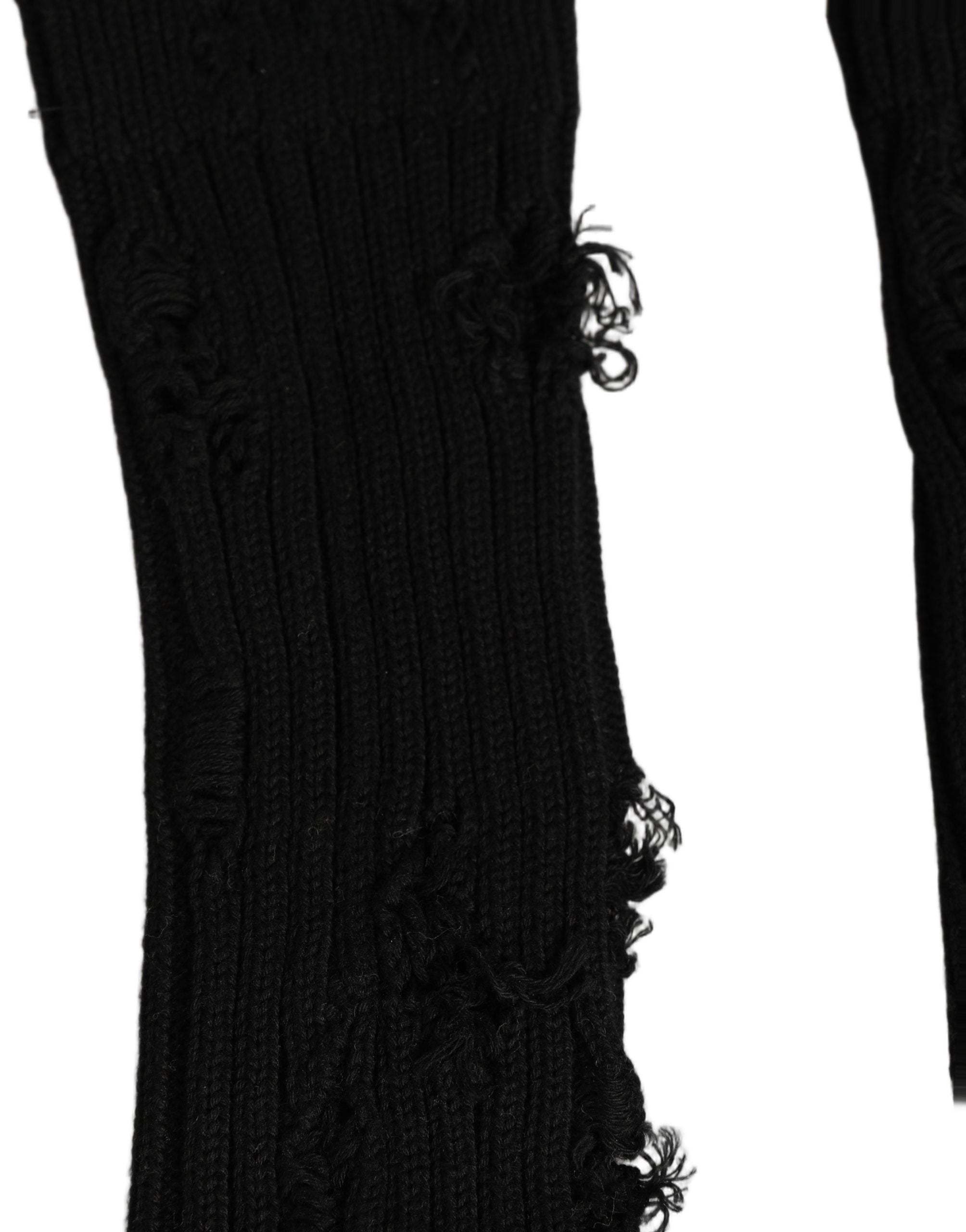 Dolce & Gabbana Black Cotton Distressed Mid Calf Accessory Socks Dolce & Gabbana