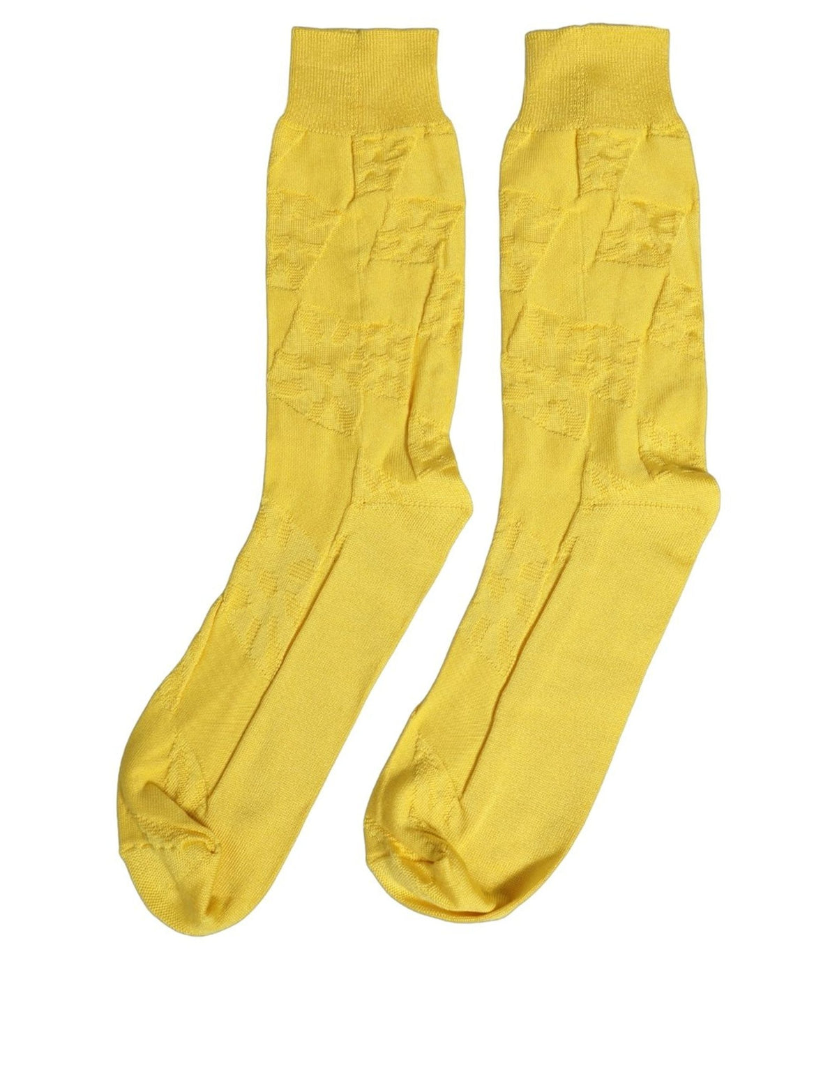 Dolce & Gabbana Men Yellow 100% Silk Mid Calf Accessory Socks Dolce & Gabbana