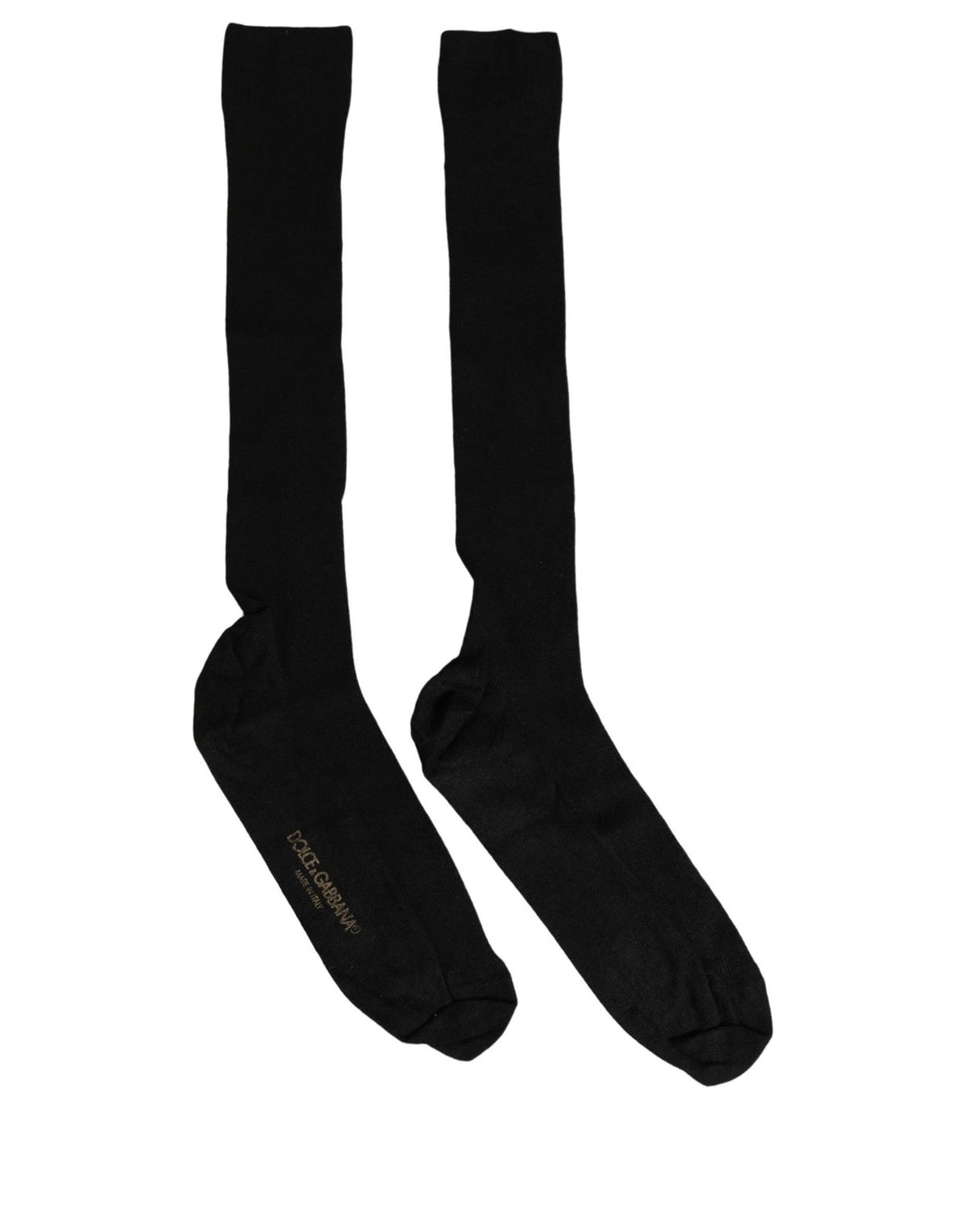 Dolce & Gabbana Men Black Viscose Logo Knee High Accessory Socks Dolce & Gabbana