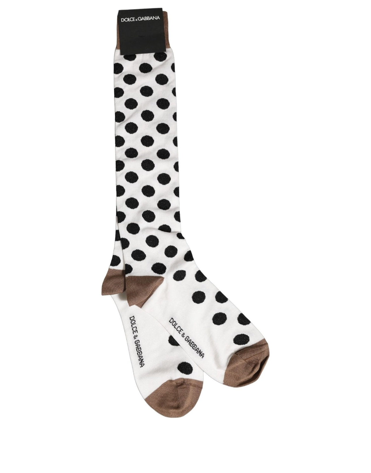 Dolce & Gabbana White Polka Dot Over The Calf Accessory Socks Dolce & Gabbana