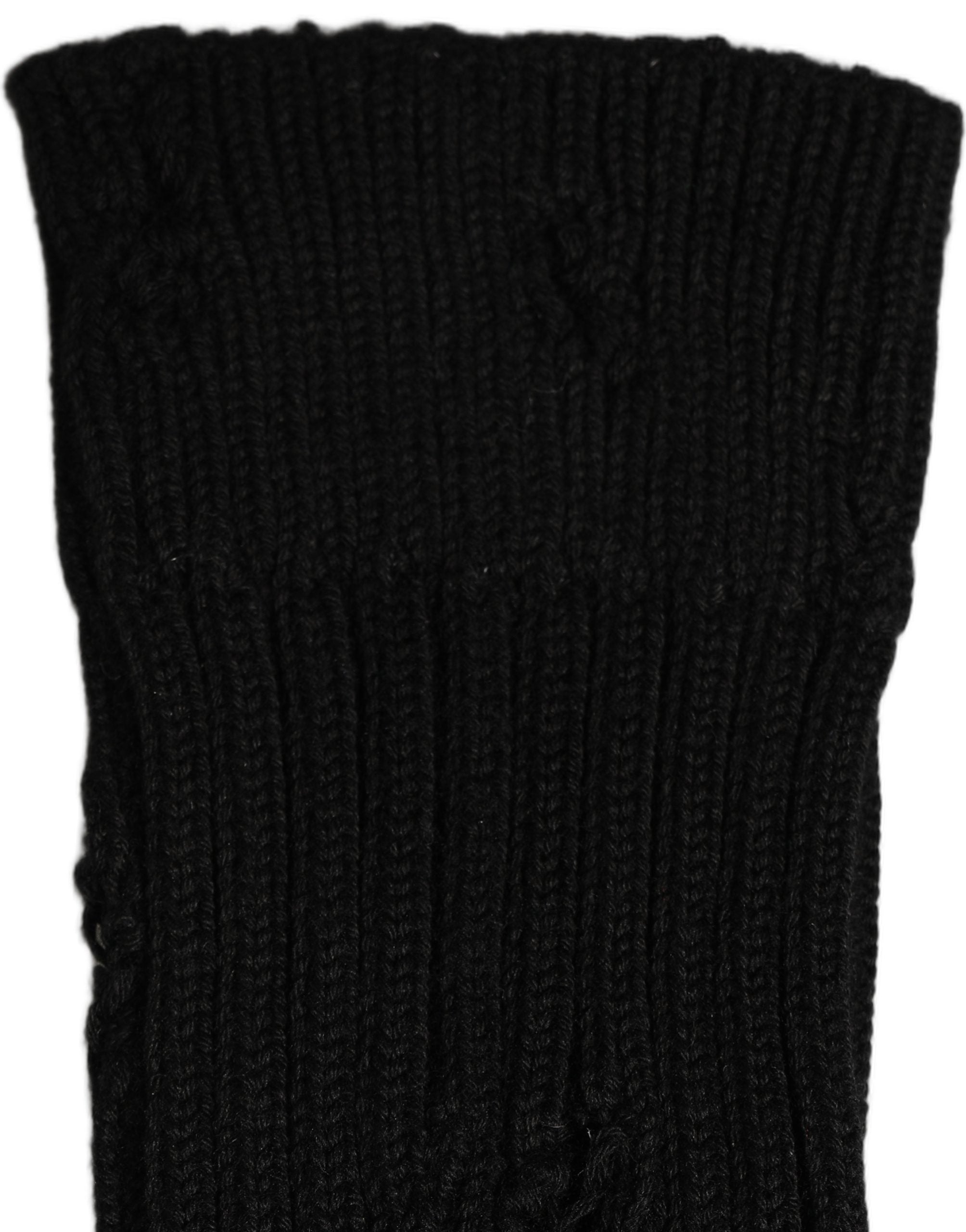 Dolce & Gabbana Men Black Cotton Distressed Mid Calf Accessory Socks Dolce & Gabbana