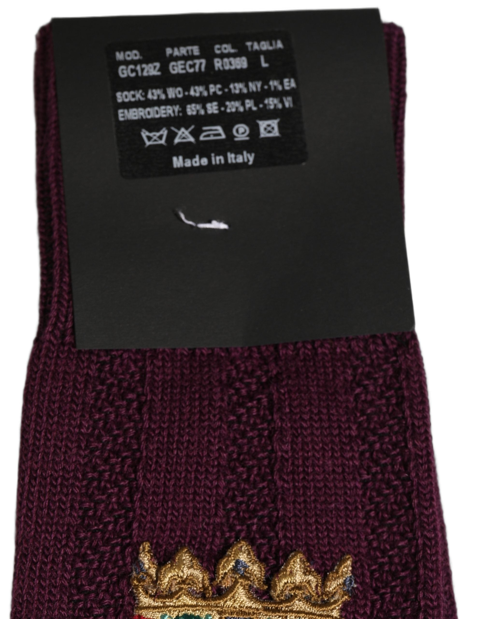 Dolce & Gabbana Burgundy Wool Crest Logo Knee High Accessory Socks Dolce & Gabbana