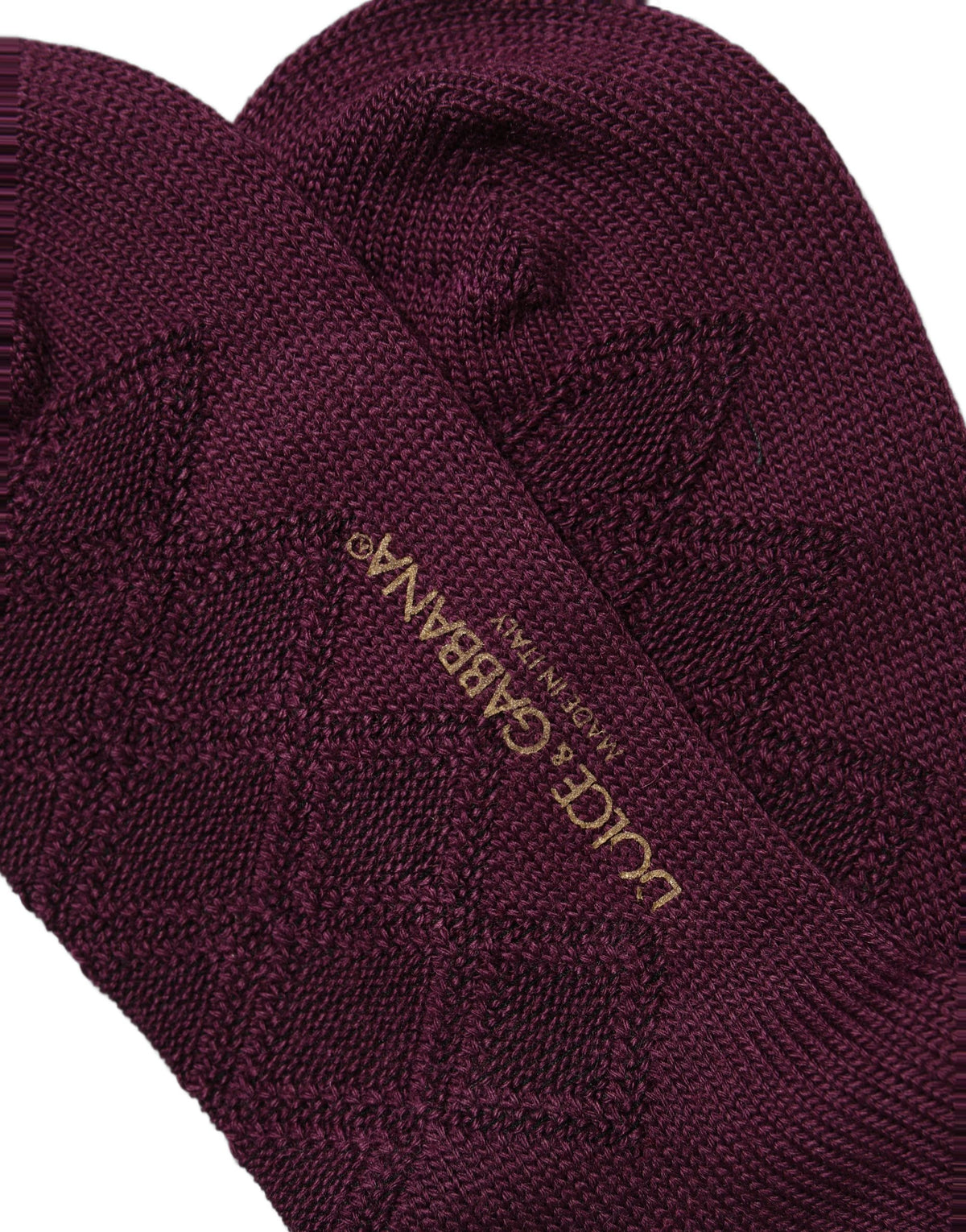 Dolce & Gabbana Burgundy Wool Crest Logo Knee High Accessory Socks Dolce & Gabbana