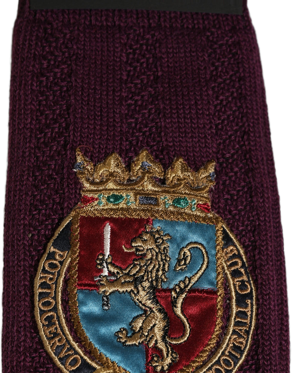 Dolce & Gabbana Burgundy Wool Crest Logo Knee High Accessory Socks Dolce & Gabbana