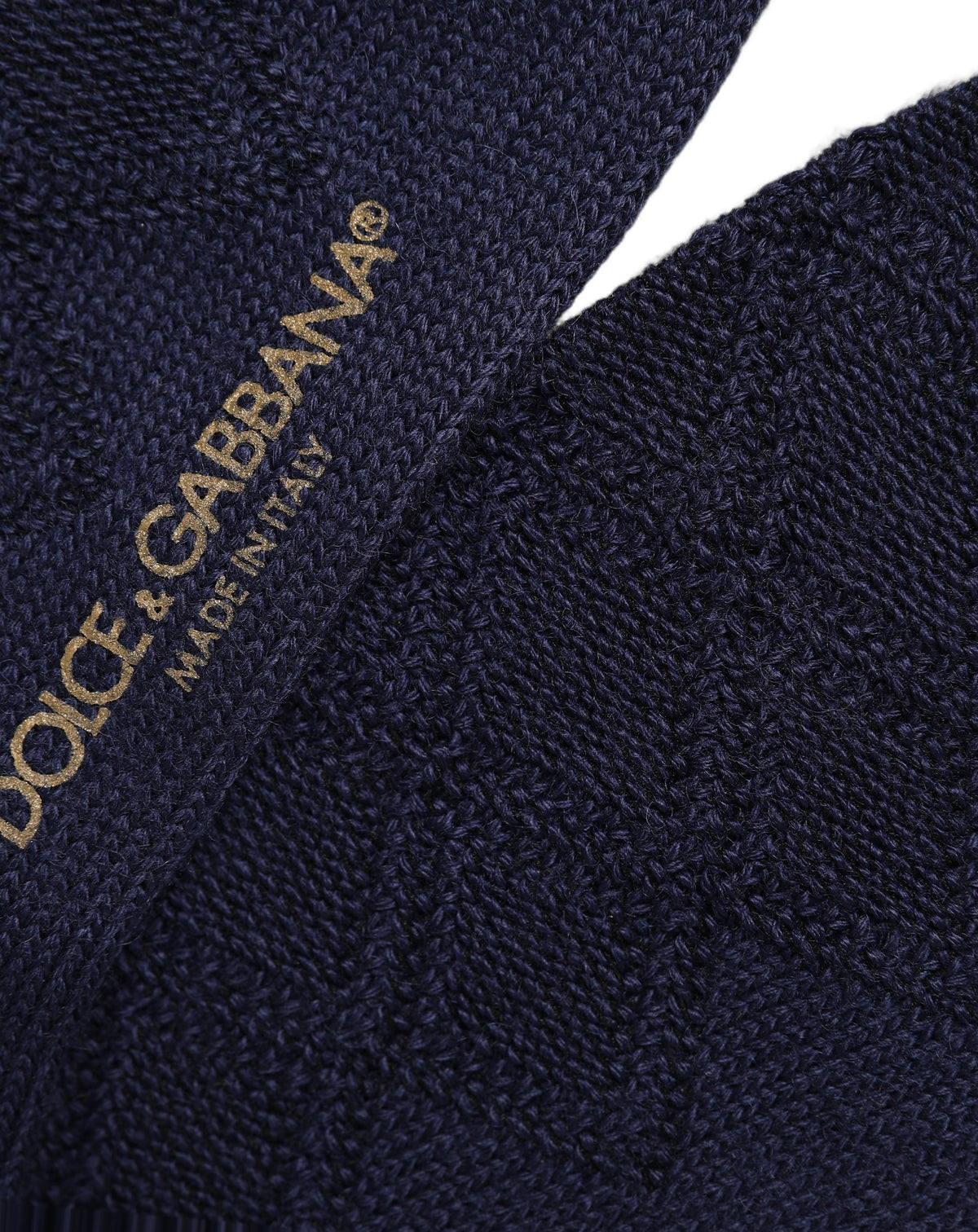 Dolce & Gabbana Navy Blue Wool Crest Logo Knee High Accessory Socks Dolce & Gabbana