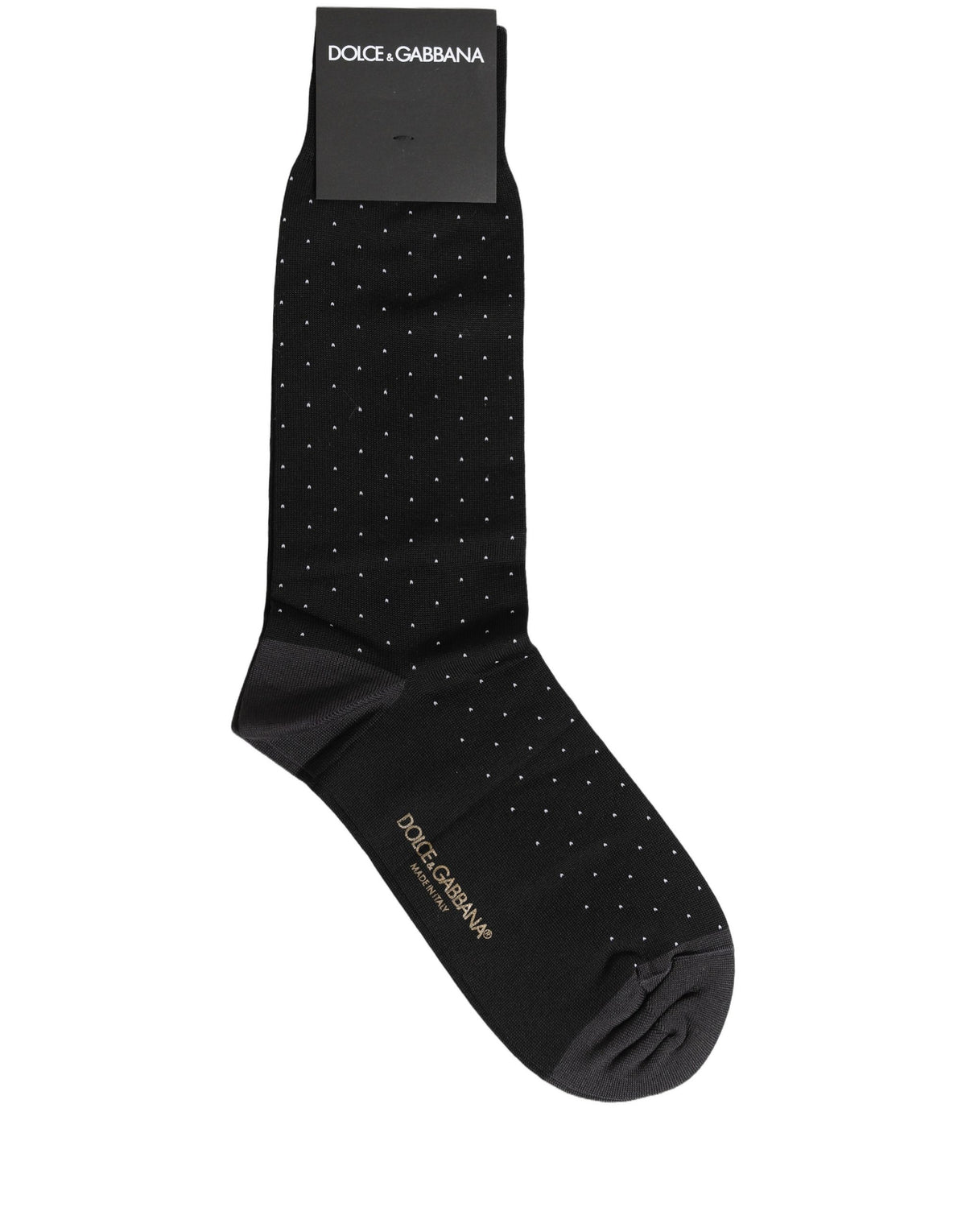 Dolce & Gabbana Men Black Cotton Polka Dot Mid Calf Accessory Socks Dolce & Gabbana
