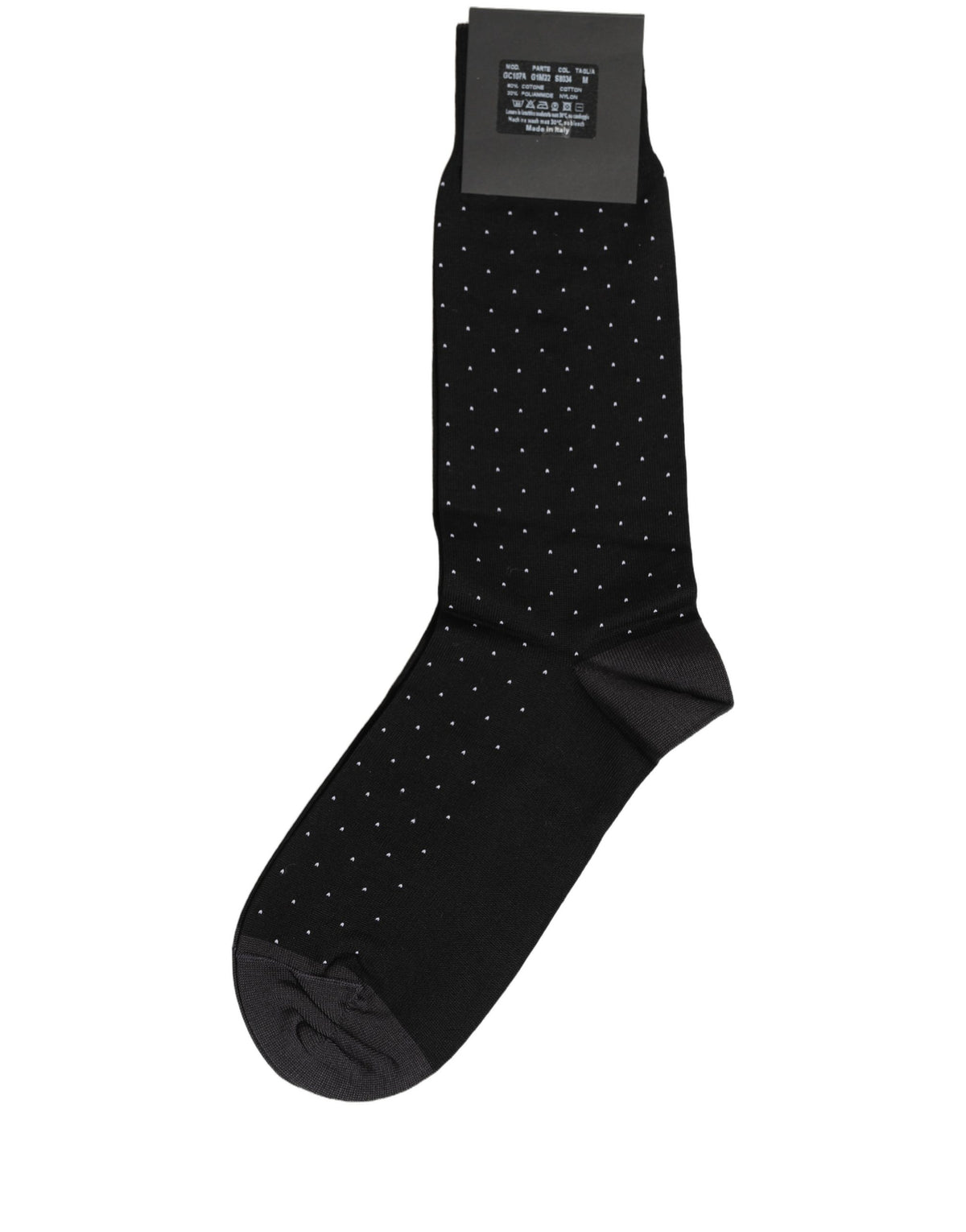 Dolce & Gabbana Men Black Cotton Polka Dot Mid Calf Accessory Socks Dolce & Gabbana