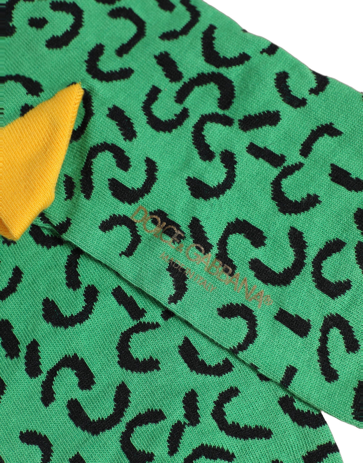 Dolce & Gabbana Men Green Cotton Abstract Mid Calf Accessory Socks Dolce & Gabbana