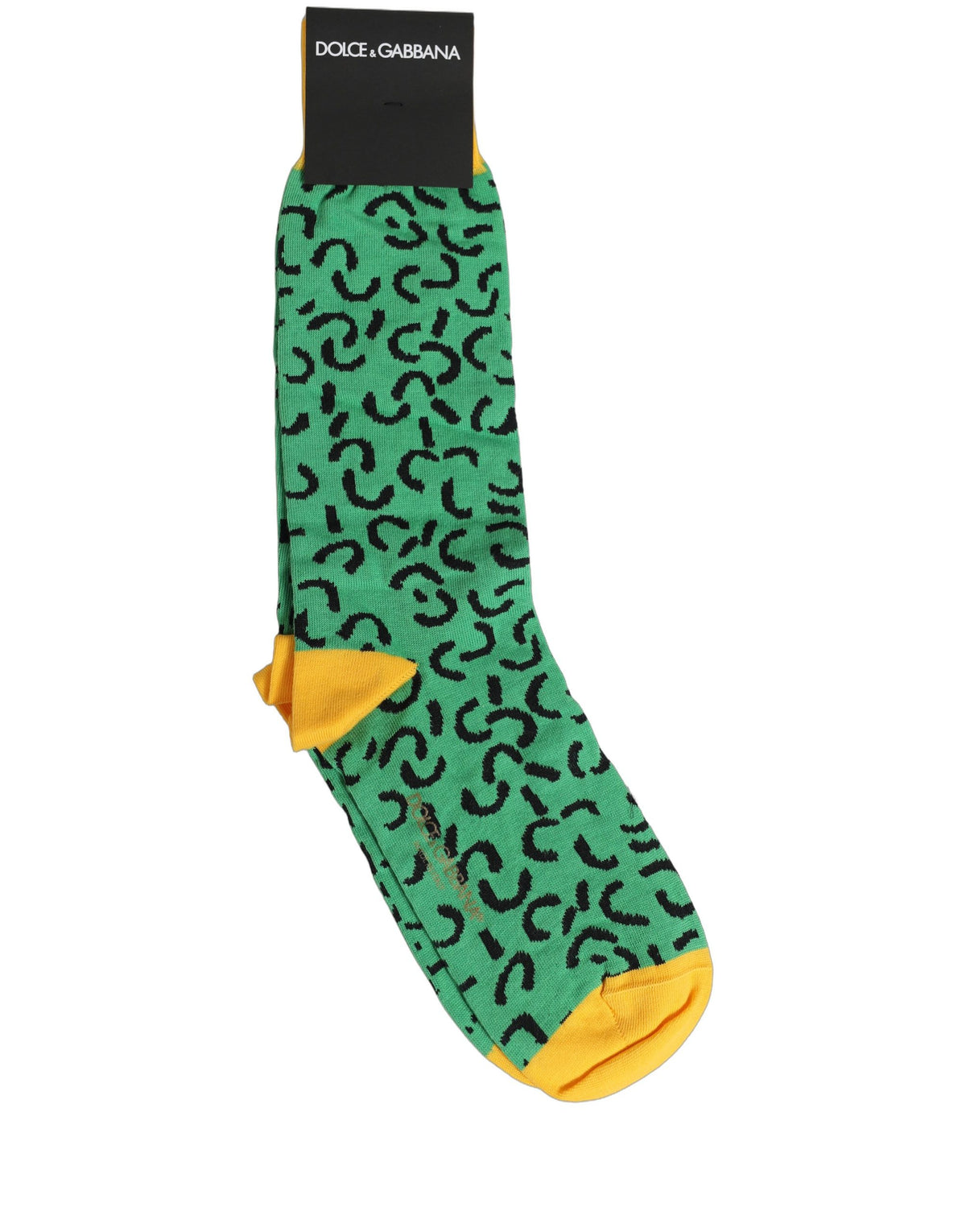 Dolce & Gabbana Men Green Cotton Abstract Mid Calf Accessory Socks Dolce & Gabbana
