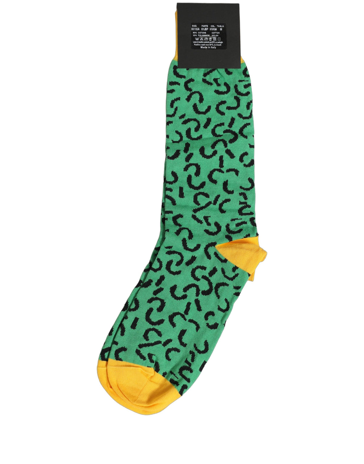 Dolce & Gabbana Men Green Cotton Abstract Mid Calf Accessory Socks Dolce & Gabbana