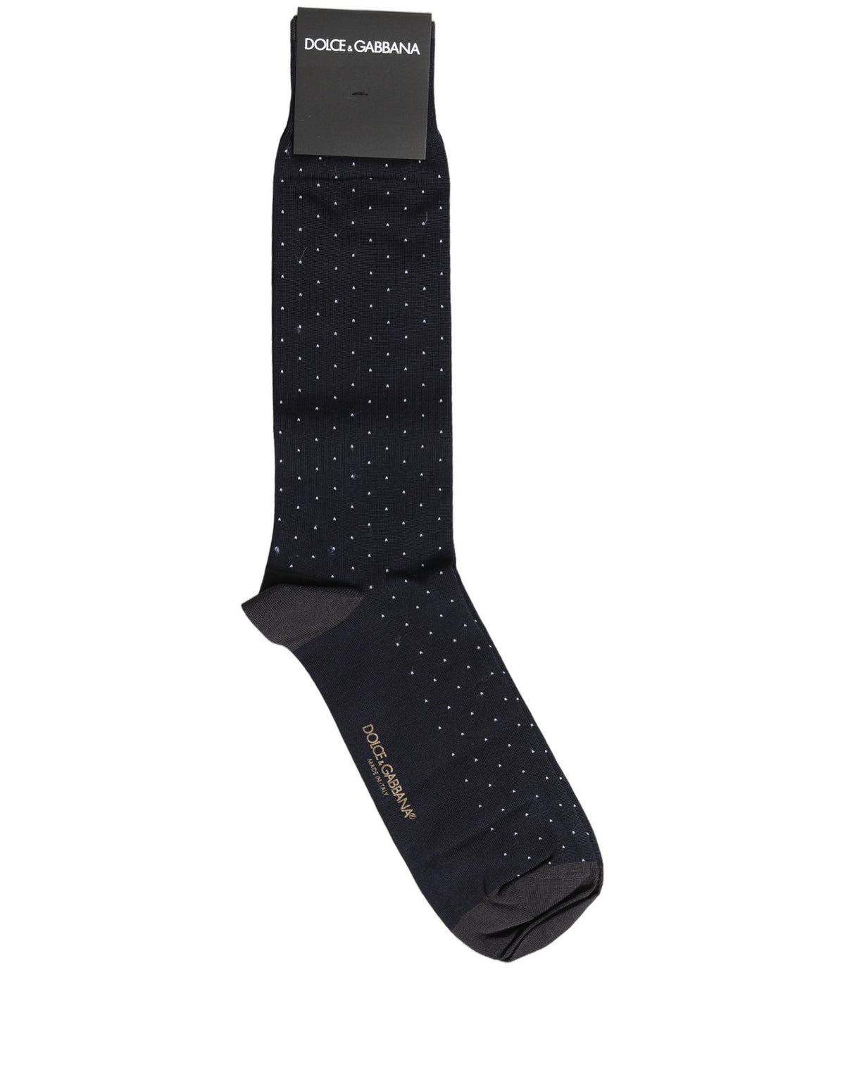 Dolce & Gabbana Men Black Cotton Polka Dot Mid Calf Accessory Socks Dolce & Gabbana