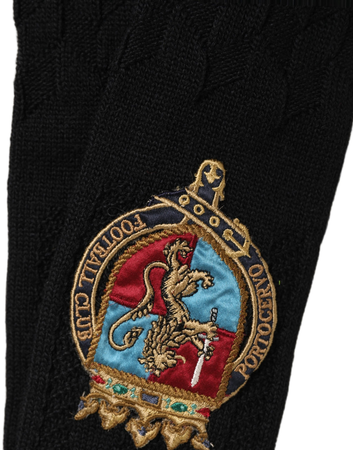 Dolce & Gabbana Men Black Wool Crest Logo Knee High Accessory Socks Dolce & Gabbana