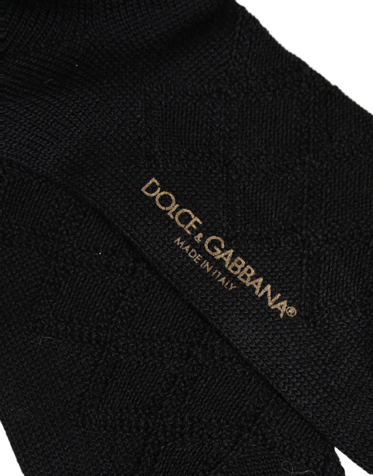 Dolce & Gabbana Men Black Wool Crest Logo Knee High Accessory Socks Dolce & Gabbana