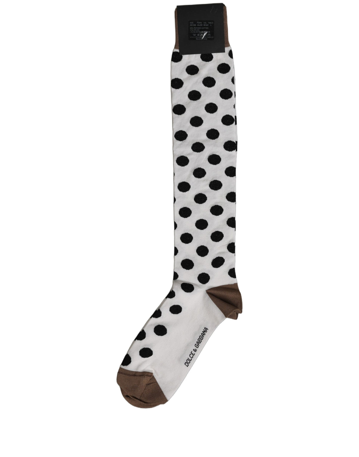 Dolce & Gabbana White Polka Dot Over The Calf Accessory Socks Dolce & Gabbana
