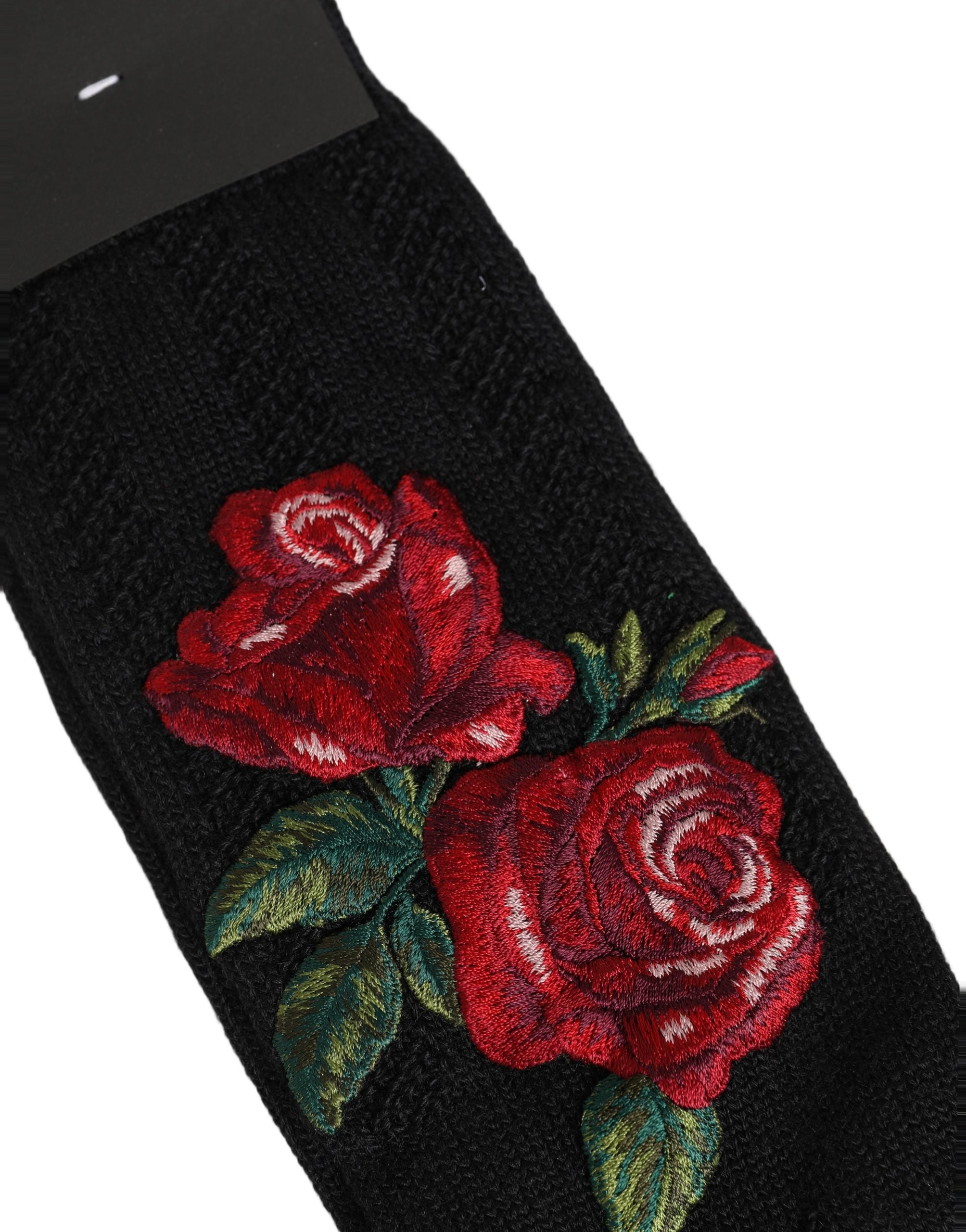 Dolce & Gabbana Black Wool Floral Over The Calf Accessory Socks Dolce & Gabbana