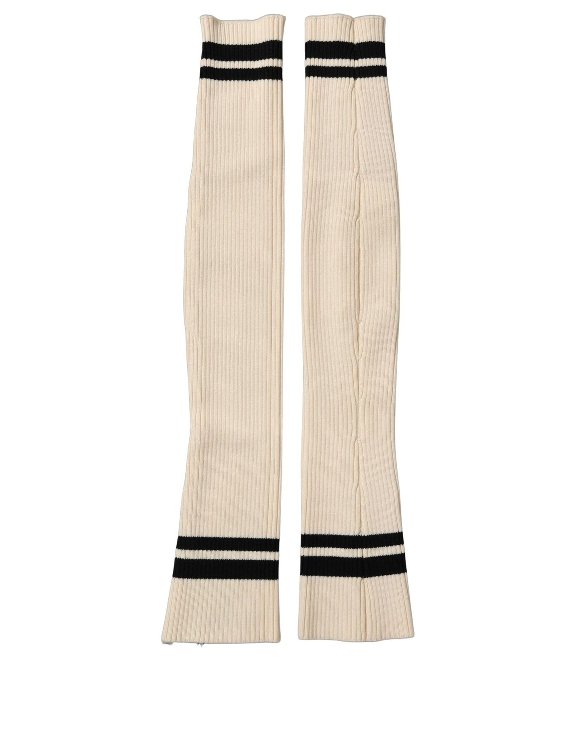 Dolce & Gabbana Cream Wool Thigh High Leg Warmer Accessory Socks Dolce & Gabbana