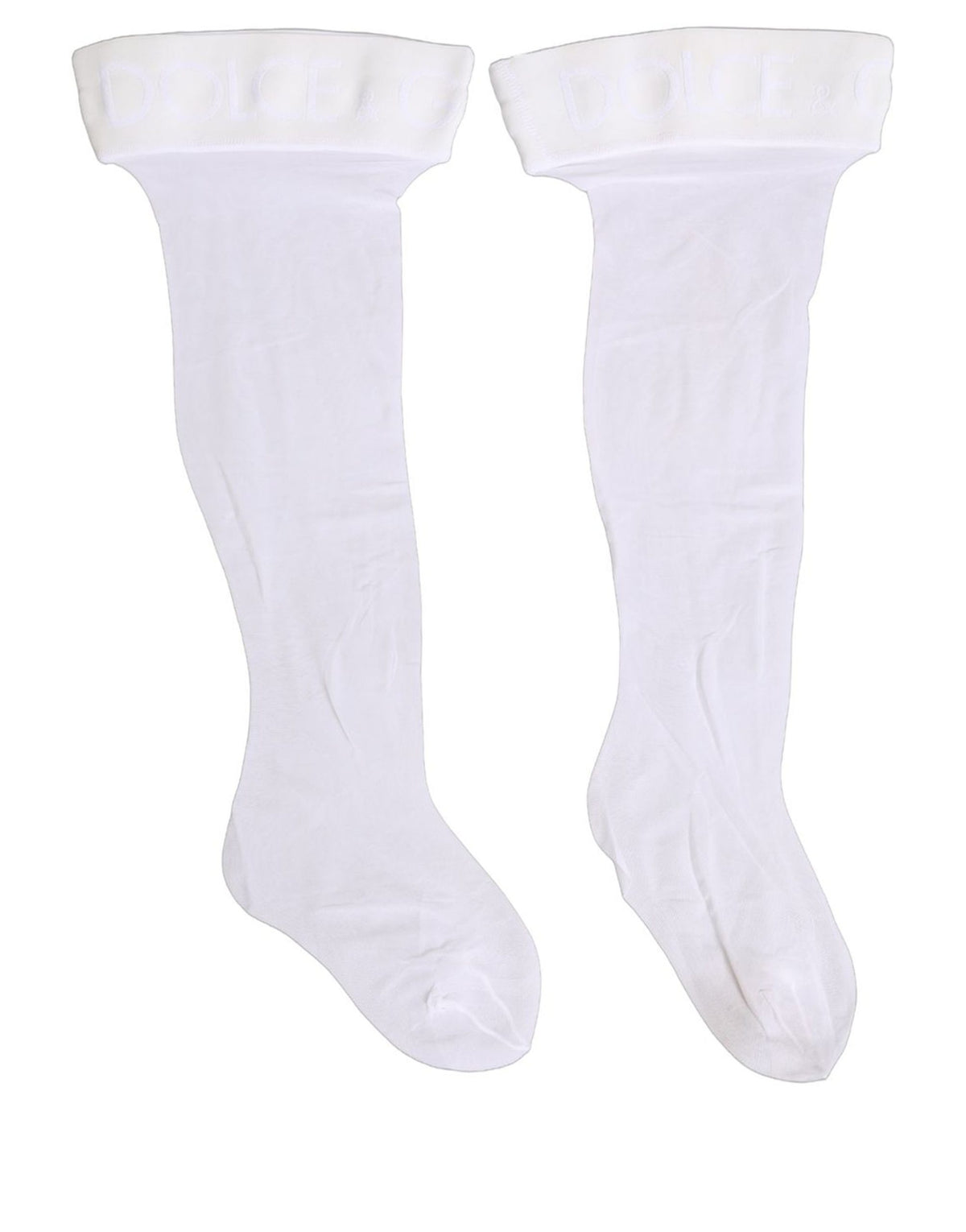 Dolce & Gabbana .White Nylon Logo Calf Long Women Accessory Socks Dolce & Gabbana