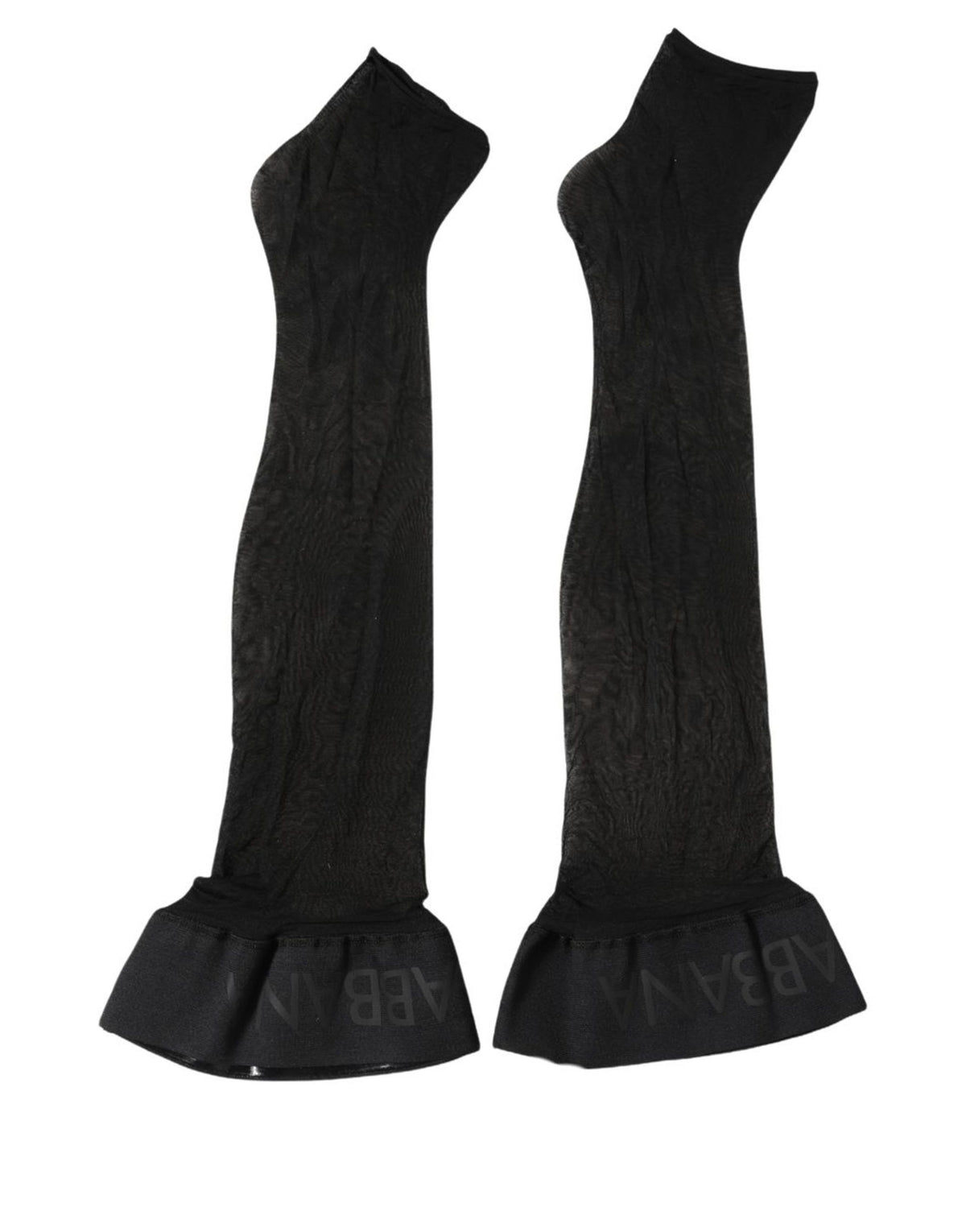 Dolce & Gabbana Black Nylon Logo Calf Long Women Accessory Socks Dolce & Gabbana
