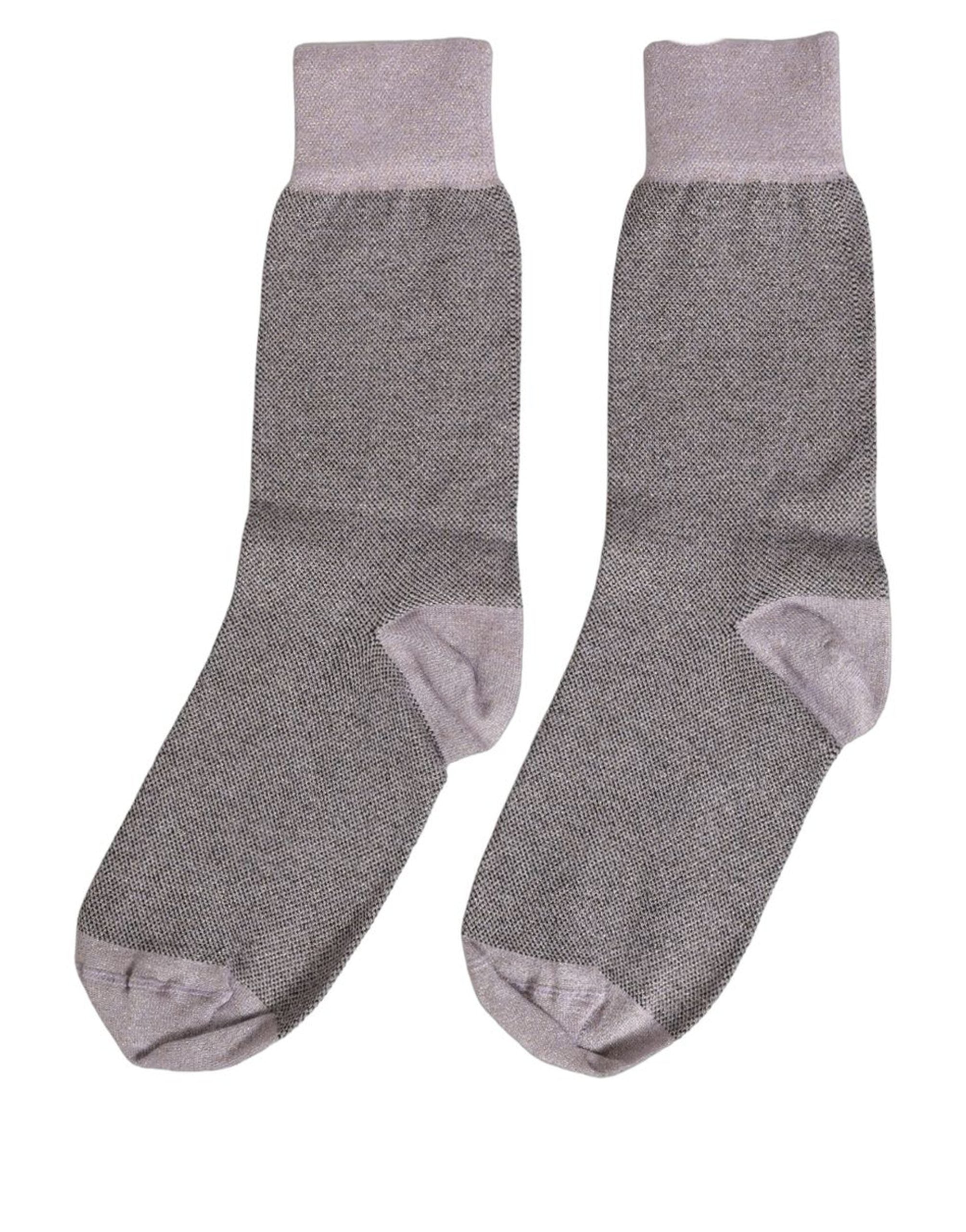 Dolce & Gabbana Charcoal Grey Logo Mid Calf Women Accessory Socks Dolce & Gabbana