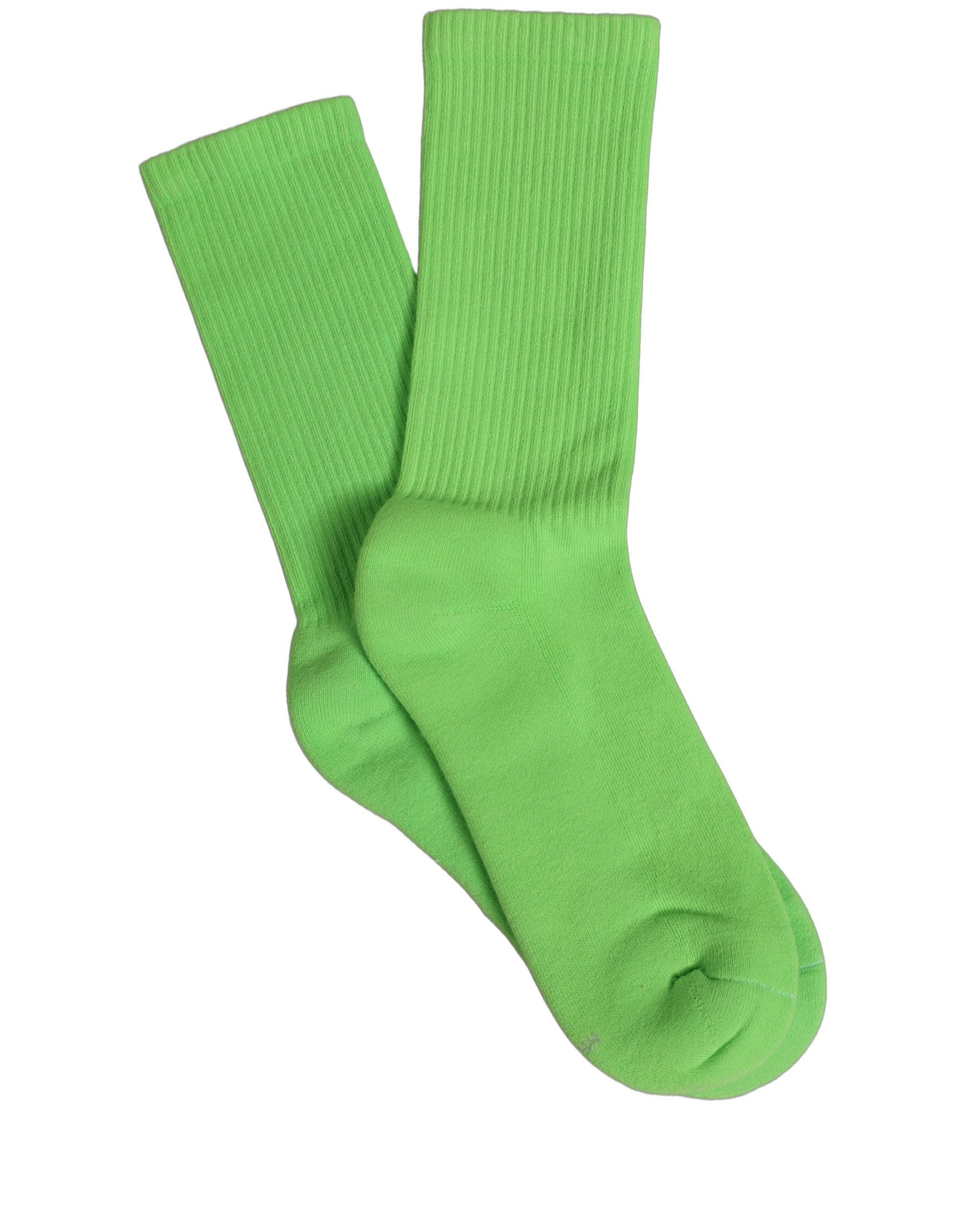 Dolce & Gabbana Green Cotton Ribbed Mid Calf Women Accessory Socks Dolce & Gabbana