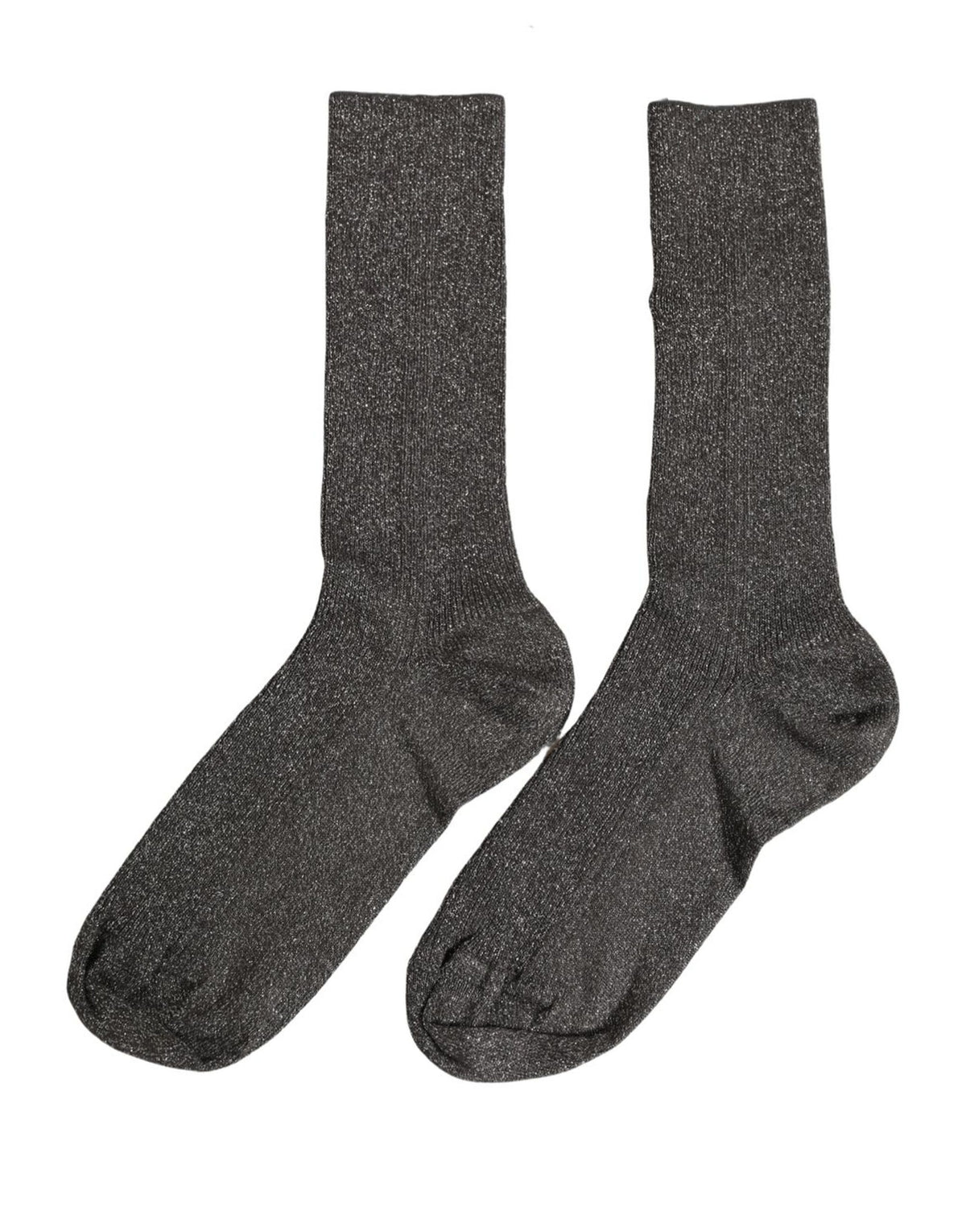 Dolce & Gabbana Dark Gray Viscose Logo Mid Calf Accessory Socks Dolce & Gabbana