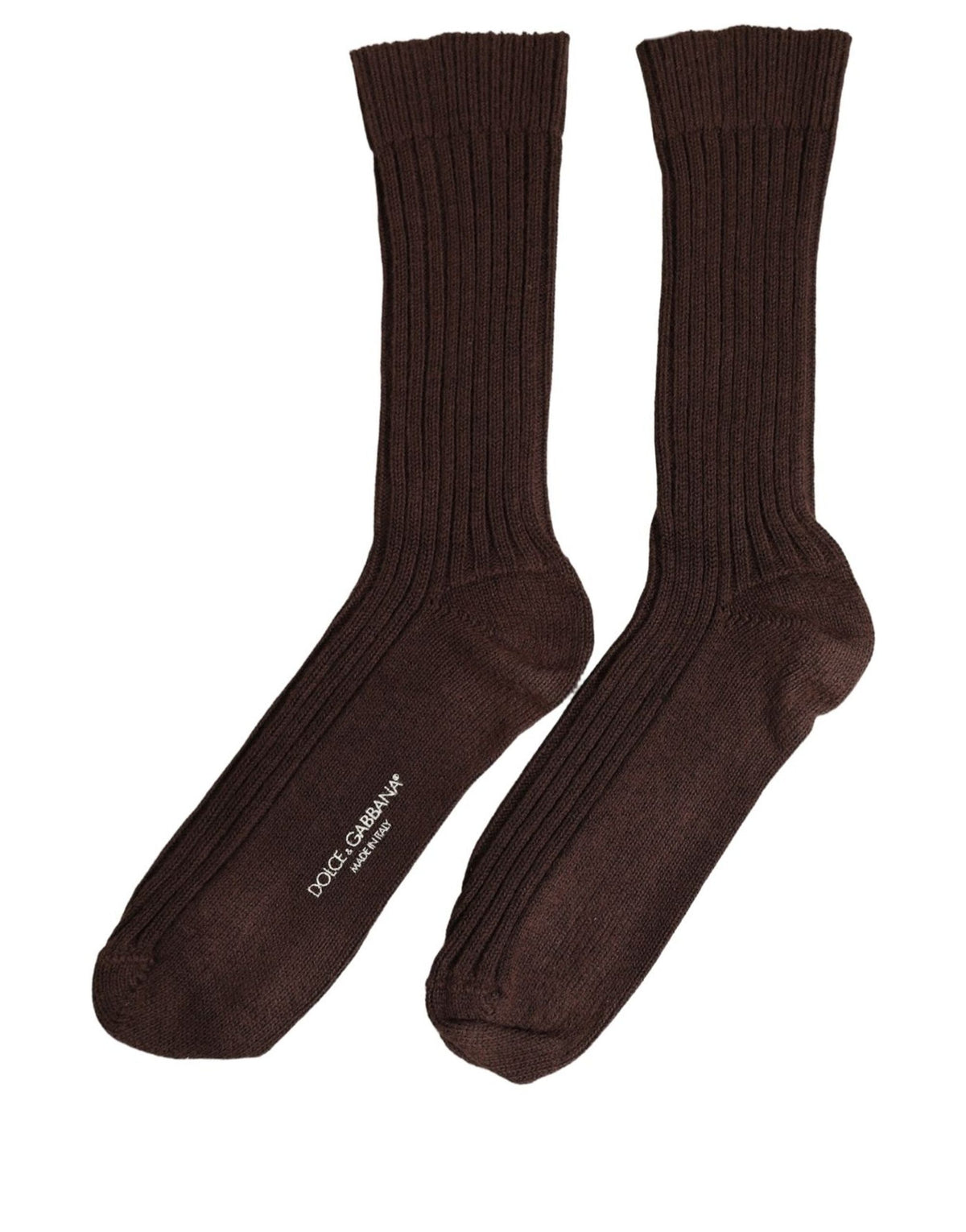 Dolce & Gabbana Dark Brown Wool DG Logo Mid Calf Accessory Socks Dolce & Gabbana