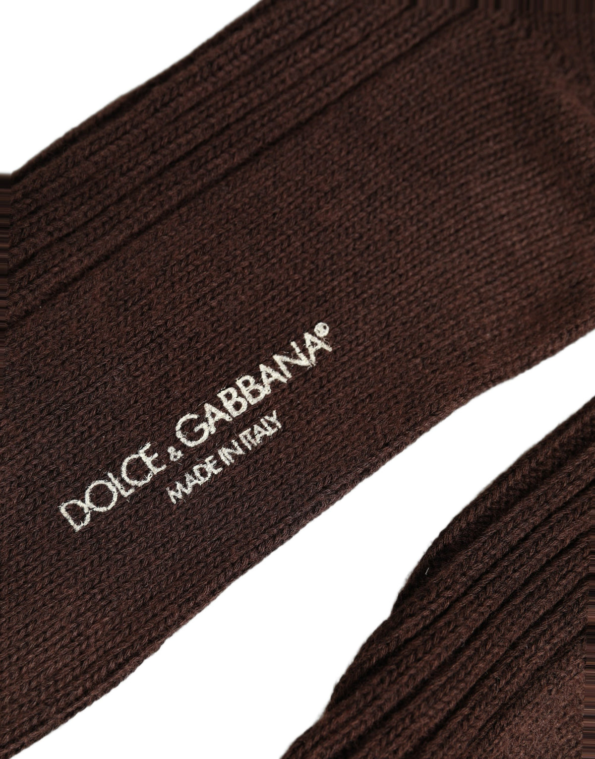 Dolce & Gabbana Dark Brown Wool DG Logo Mid Calf Accessory Socks Dolce & Gabbana
