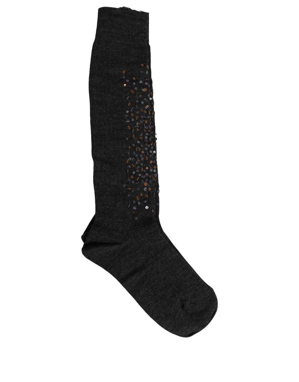 Dolce & Gabbana Dark Gray Sequined Wool Knee High Accessory Socks Dolce & Gabbana