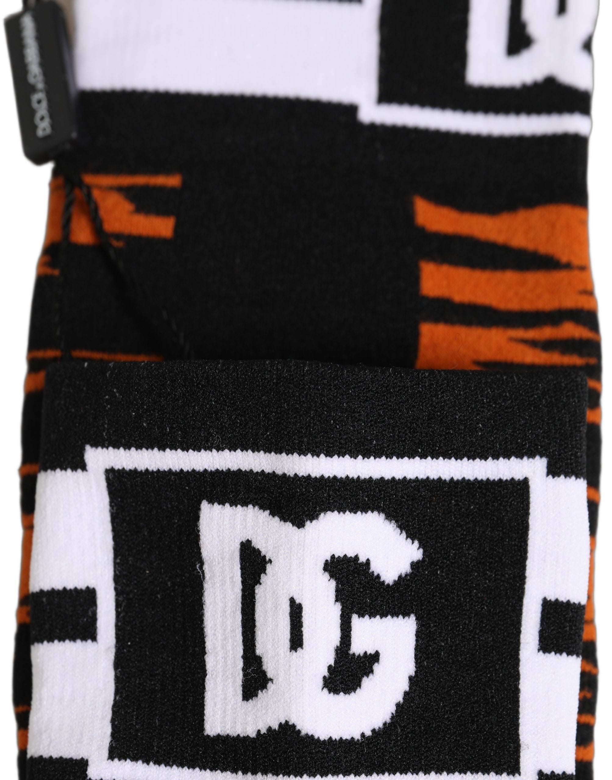 Dolce & Gabbana Orange Black Tiger Stripe Knee High Accessory Socks Dolce & Gabbana