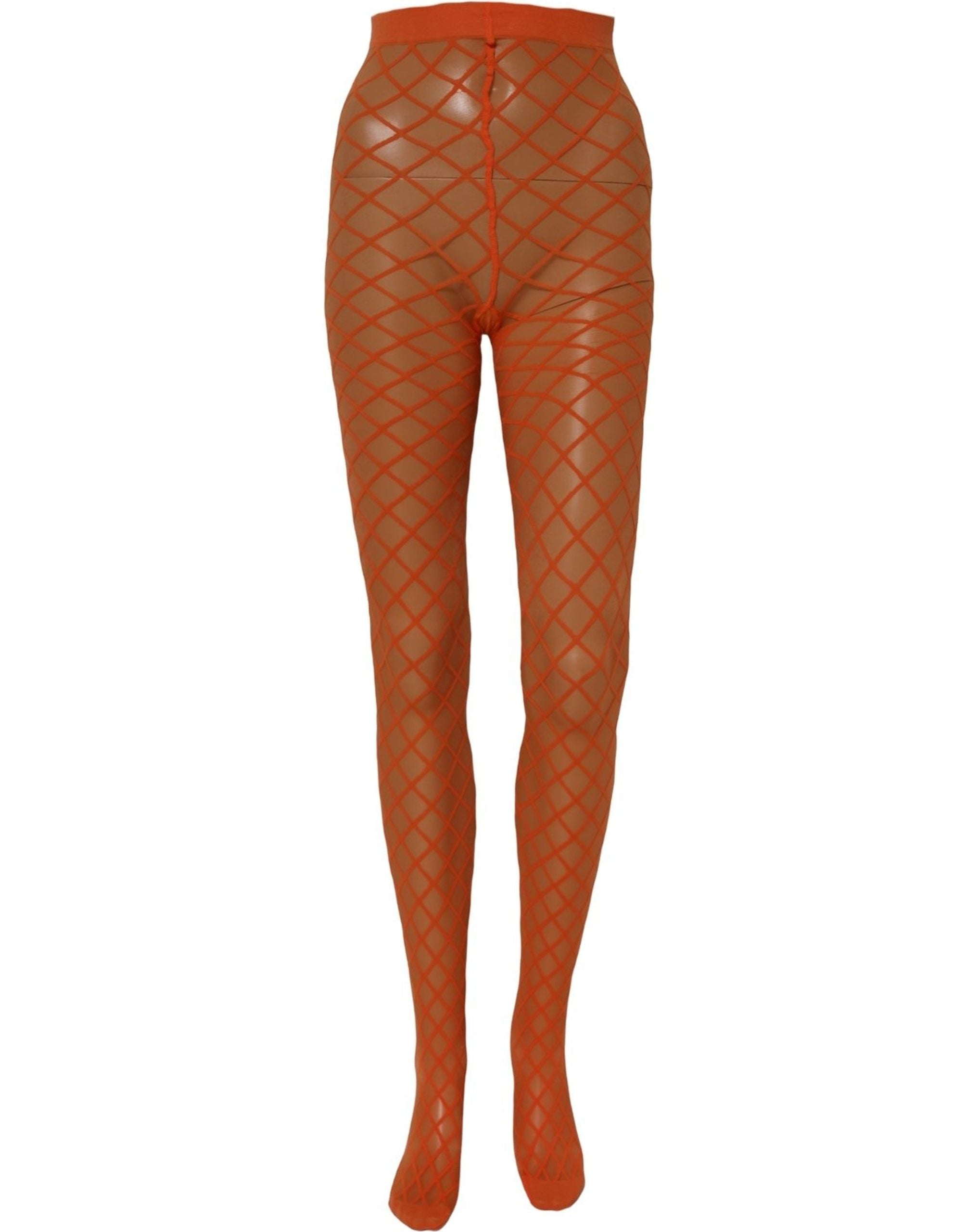 Dolce & Gabbana Orange Nylon Fishnet Pantyhose Stockings Socks Dolce & Gabbana