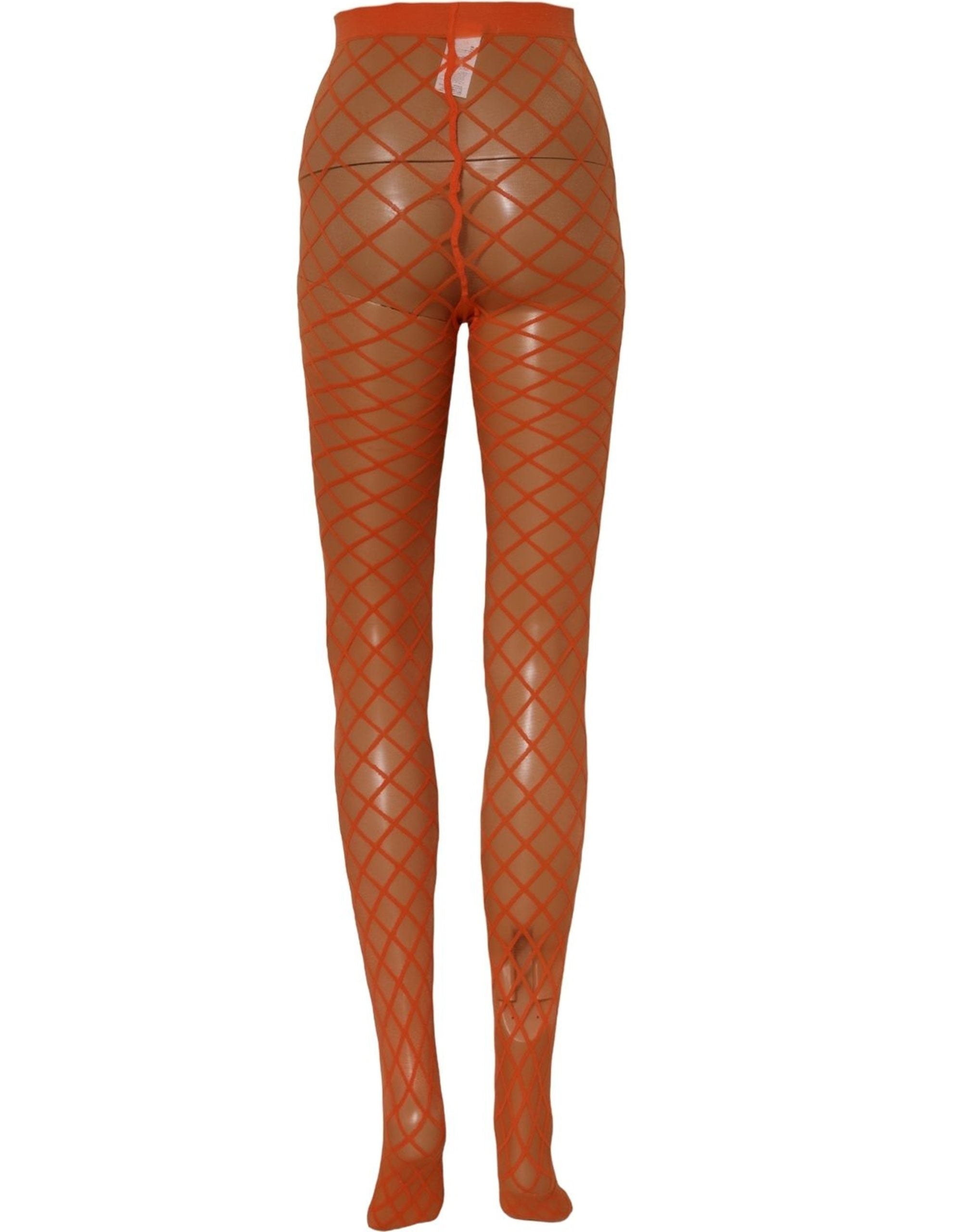 Dolce & Gabbana Orange Nylon Fishnet Pantyhose Stockings Socks Dolce & Gabbana