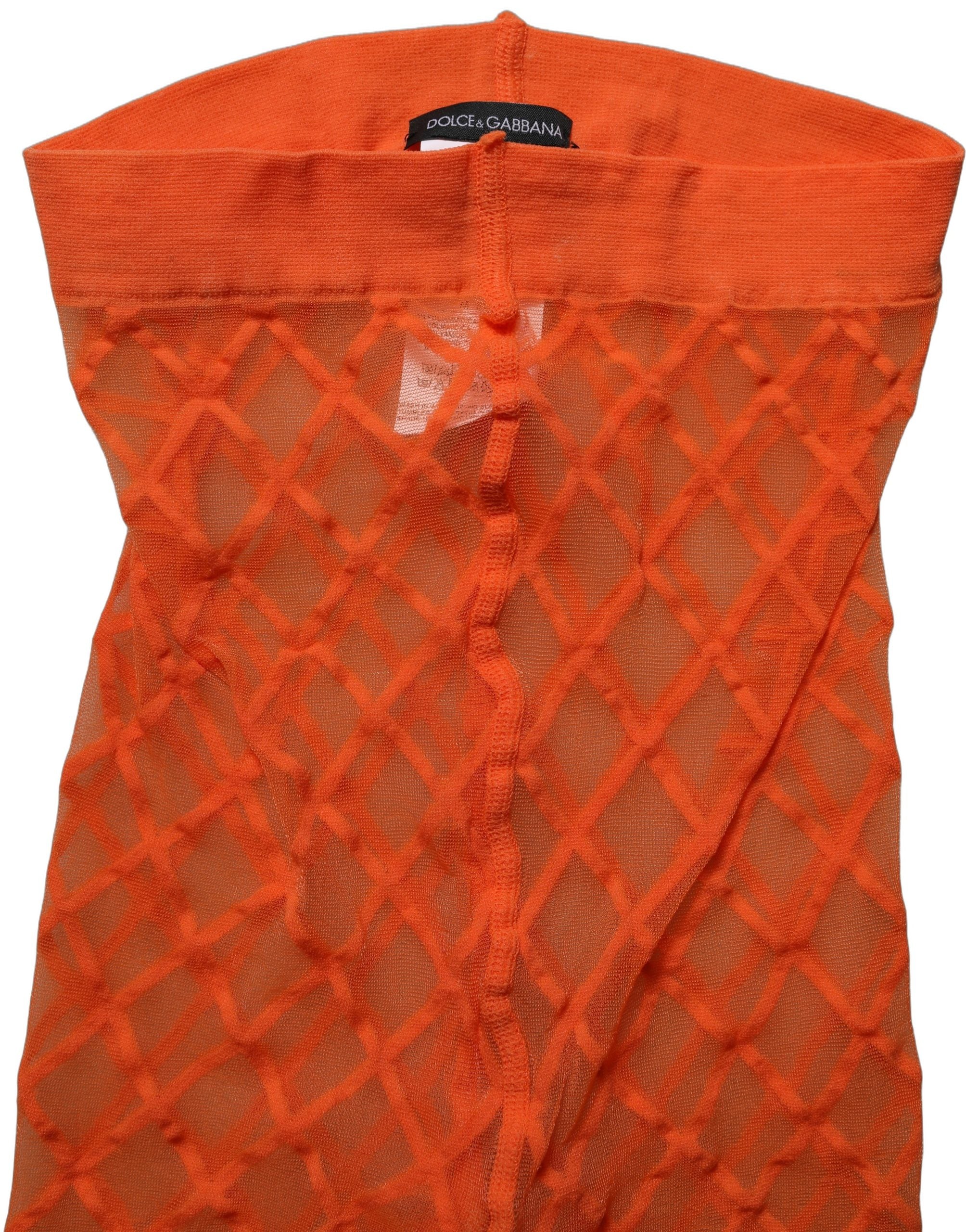Dolce & Gabbana Orange Nylon Fishnet Pantyhose Stockings Socks Dolce & Gabbana